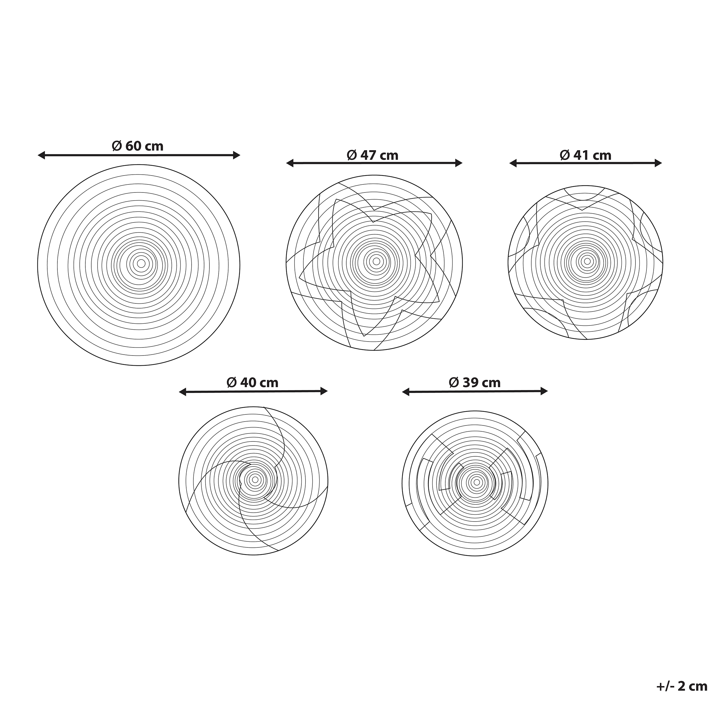 Seinäkoristesetti PARORE meriruoho 60/47/41/40/39 cm Luonnonväri