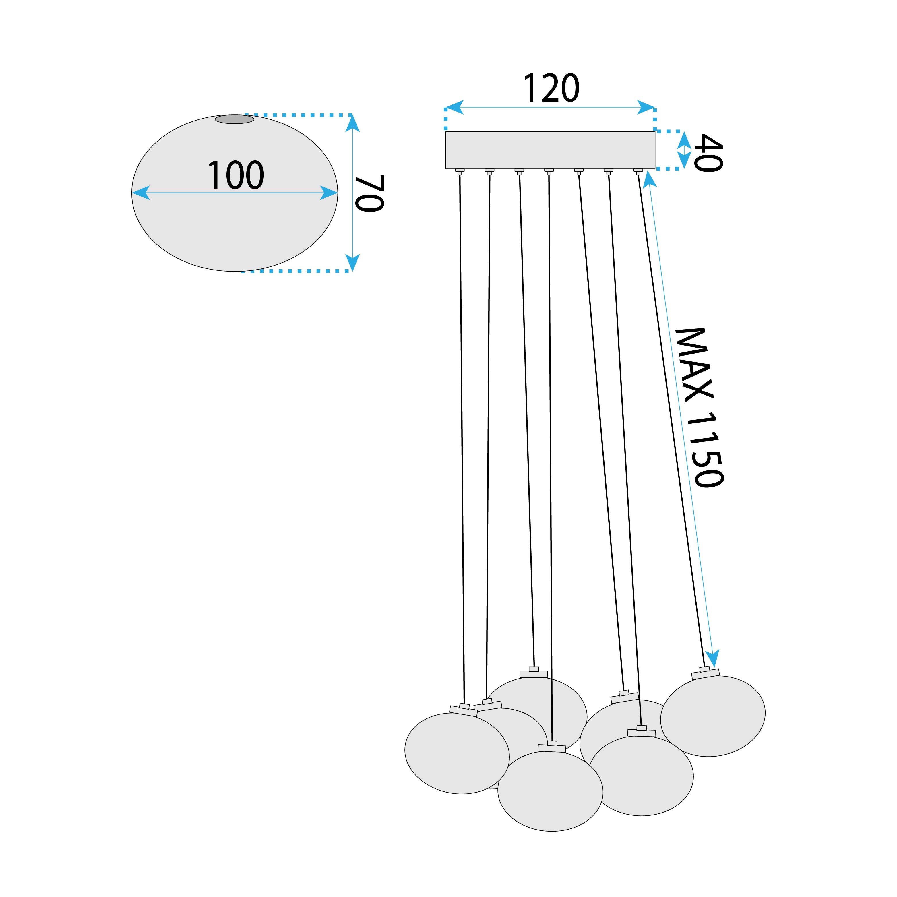 TOOLIGHT riippuva kattovalaisin MS021-7CP kromi, 4x12x115cm