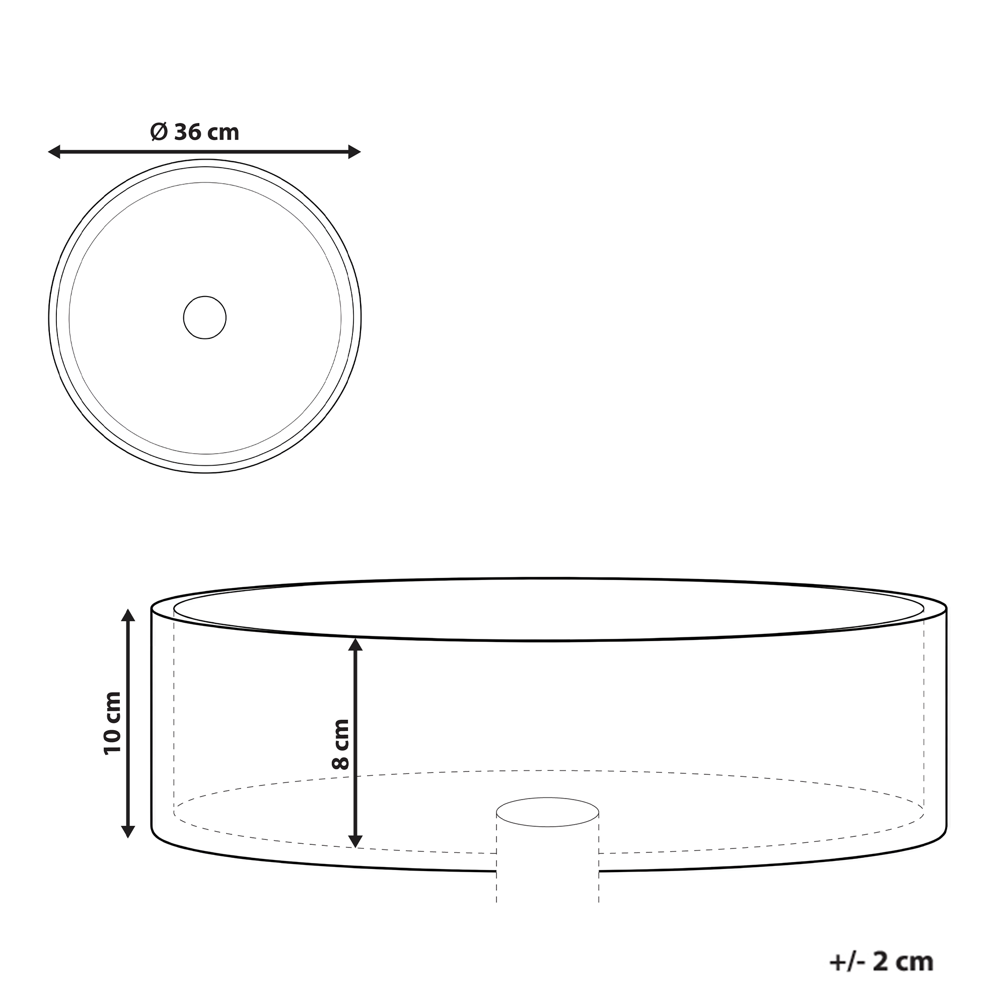 Pesuallas tason päälle SALITRAL ⌀ 36 cm Valkoinen