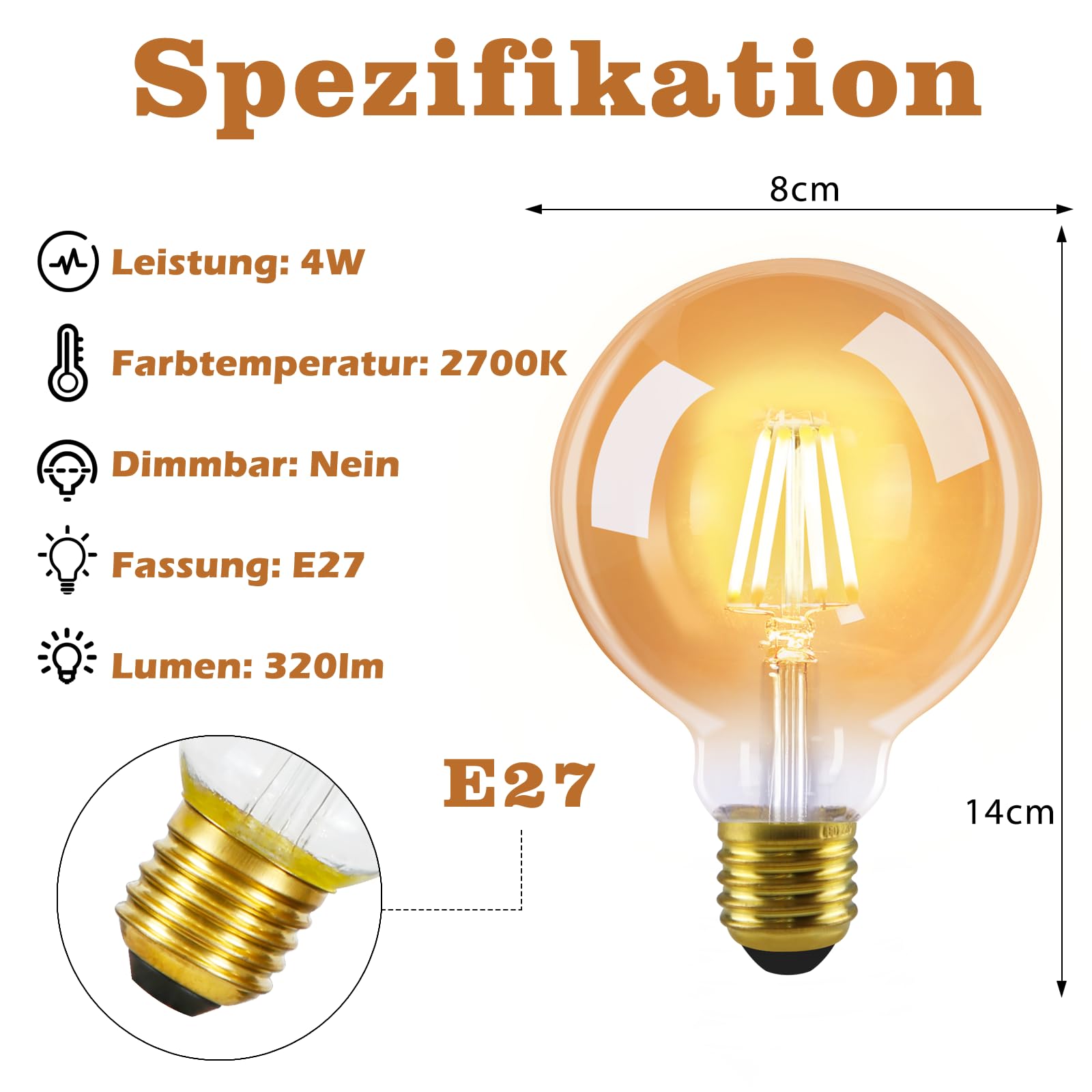 ZMH 2 kpl E27 G80 -LED-lamppuja lämpimän valkoisina hotelleihin, kahviloihin ja baareihin