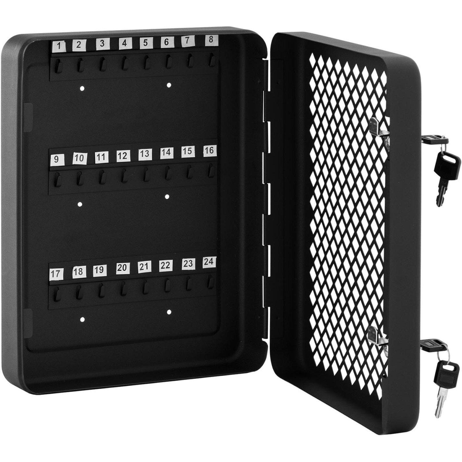 Metallinen seinäjärjestelylaatikko 24 avaimelle