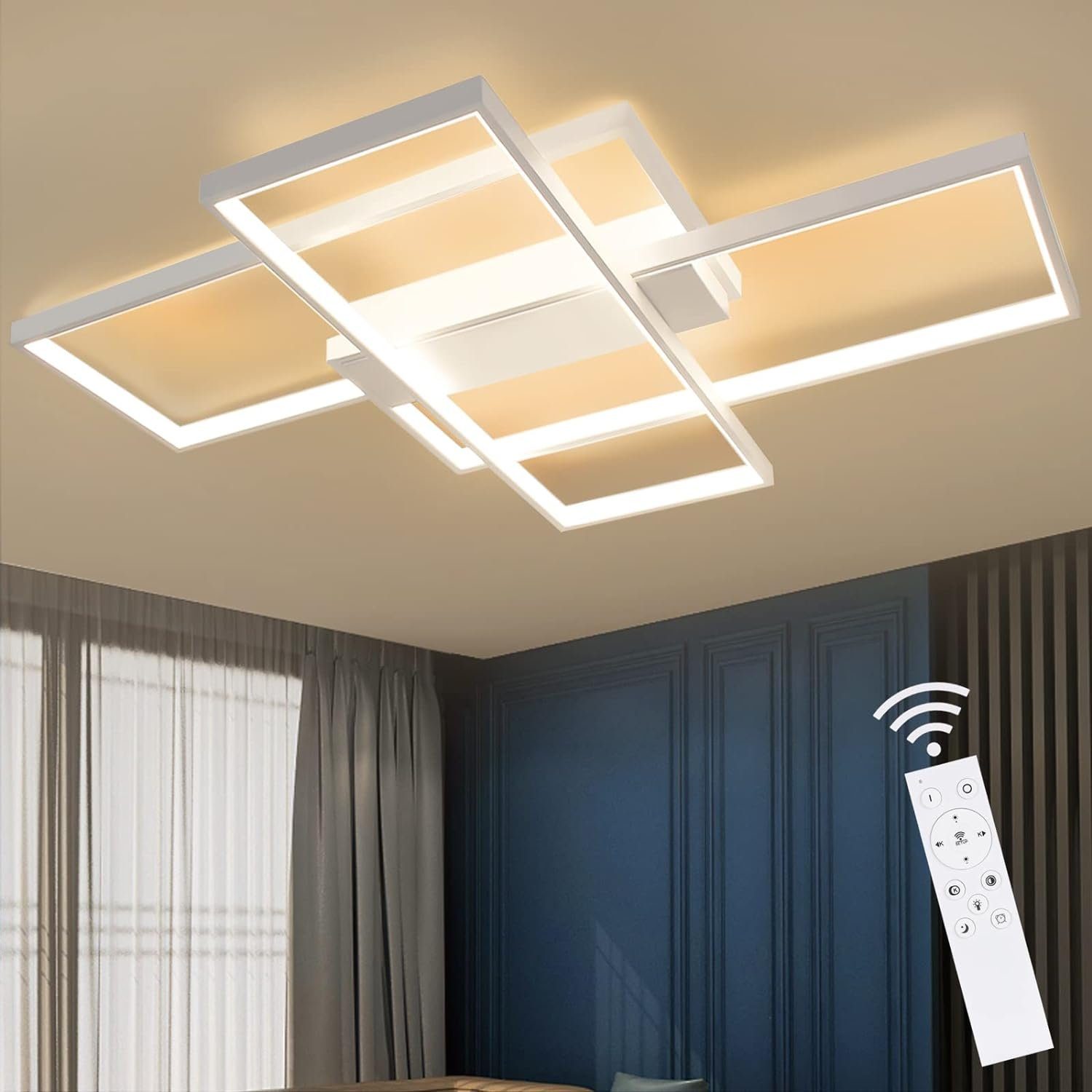 NETTLIFE LED-kattovalaisin kaukosäätimellä moderni geometrinen kattovalaisin musta himmennettävä