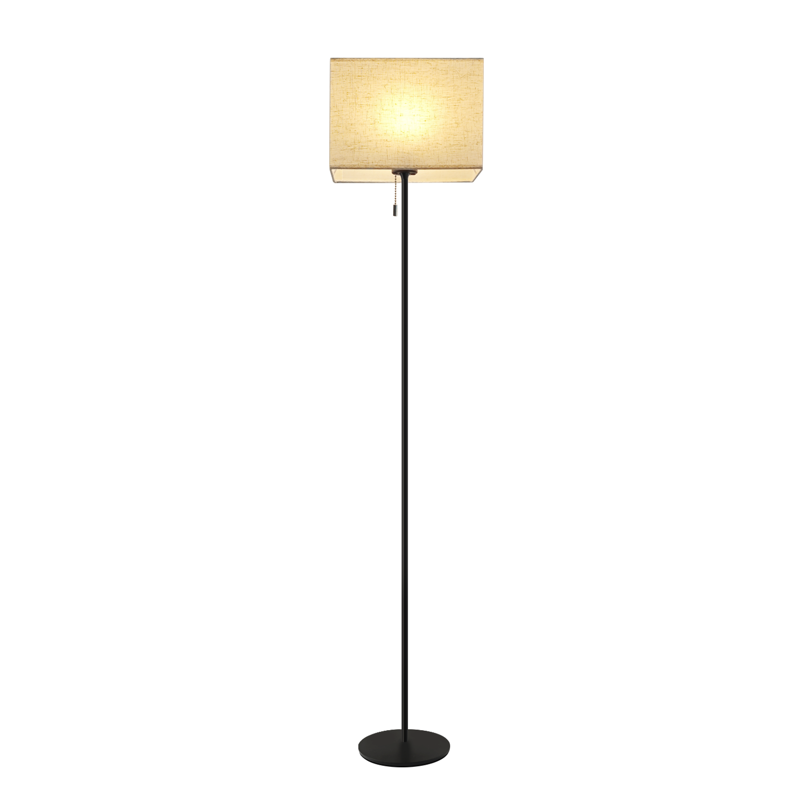 NETTLIFE Retro himmennettävä LED-lattiavalaisin, kangasvarjostin olohuoneeseen, vetokytkimellä