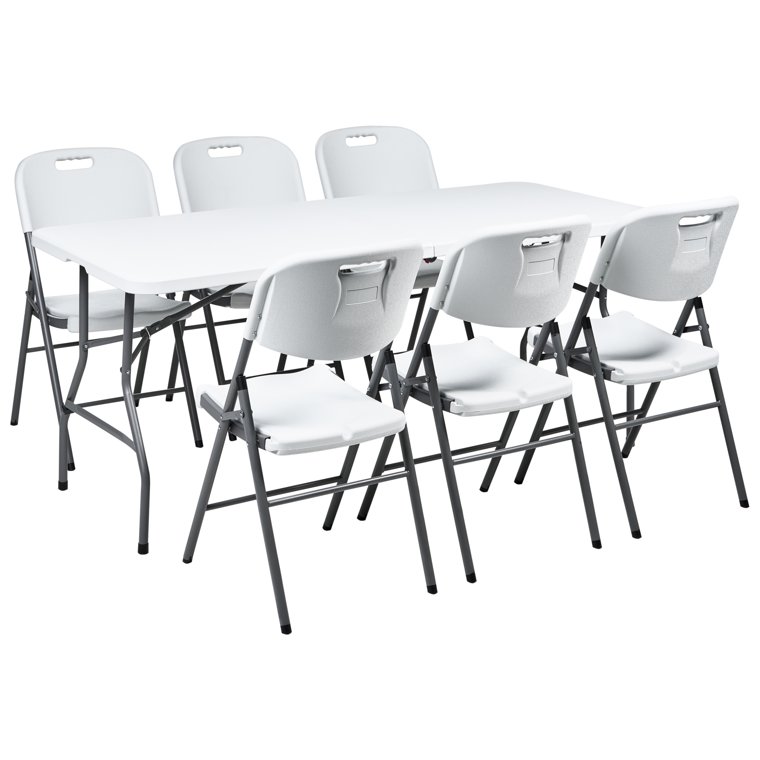 Ulkoruokailuryhmä 6-istuttava CUGNOLI kokoontaitettava Valkoinen