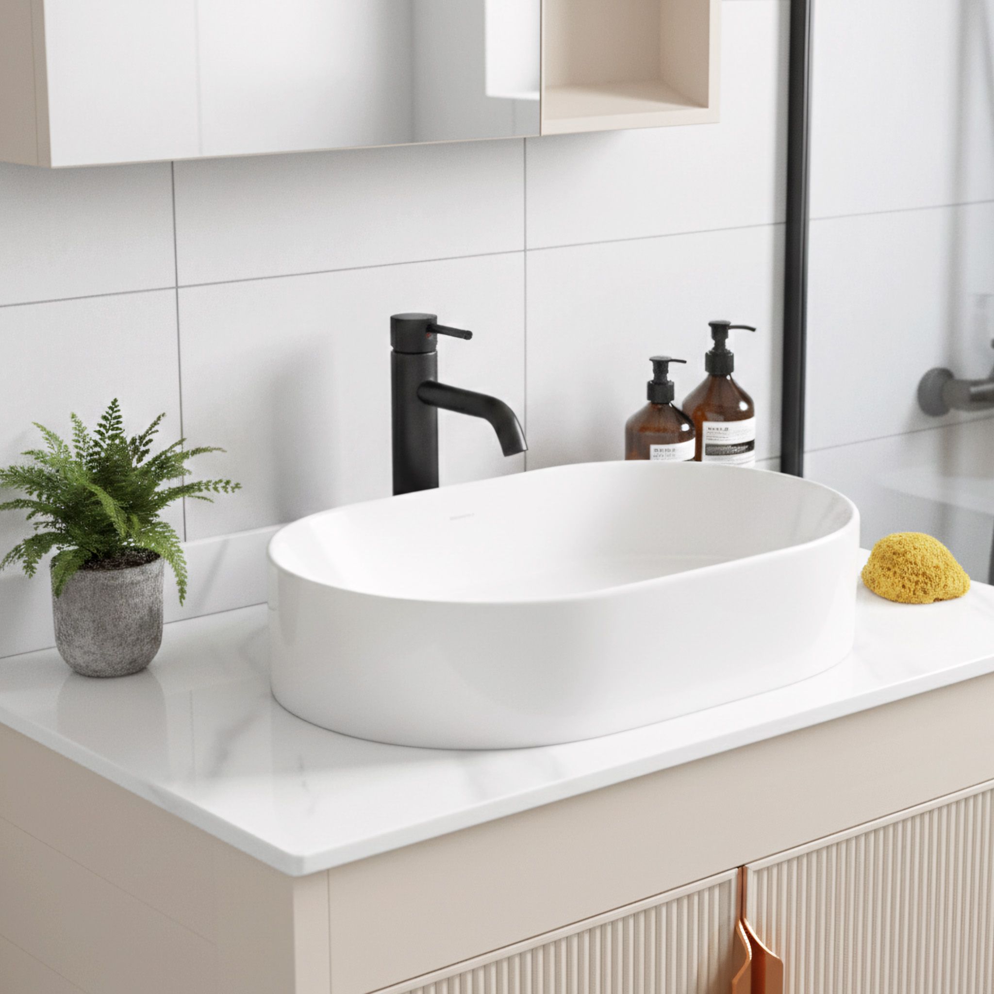 REA Kylpyhuonekalustesarja tasolla TOP AA147 MODO 60cm Beige, 48X60XCM