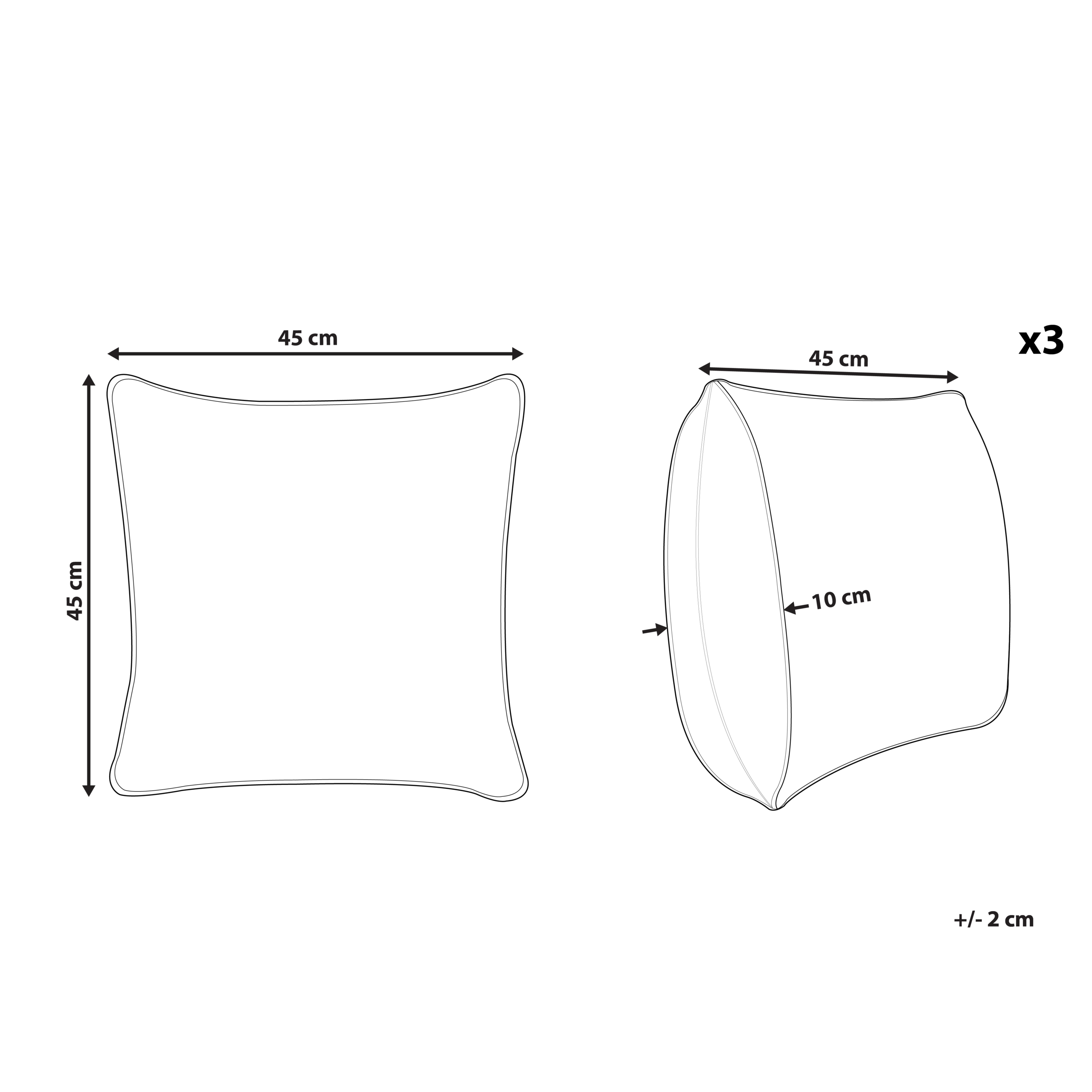Ulkotyynysetti 3 kpl SAMMIT Itämainen kuvio 45 x 45 cm Monivärinen