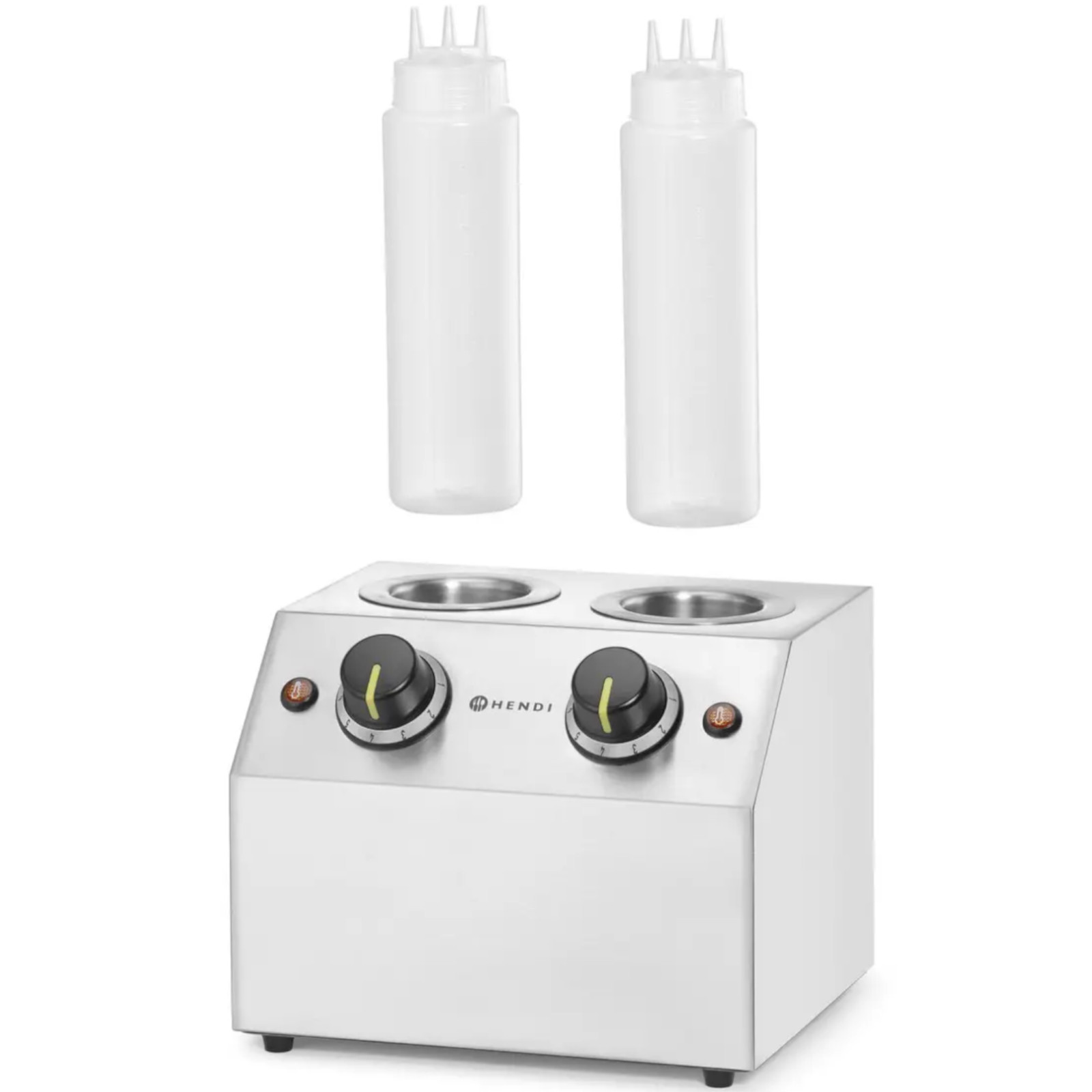 Sähköinen pullokastikkeen lämmitin, kaksinkertainen, 2 aluetta, 2 x 650 ml, 200 W