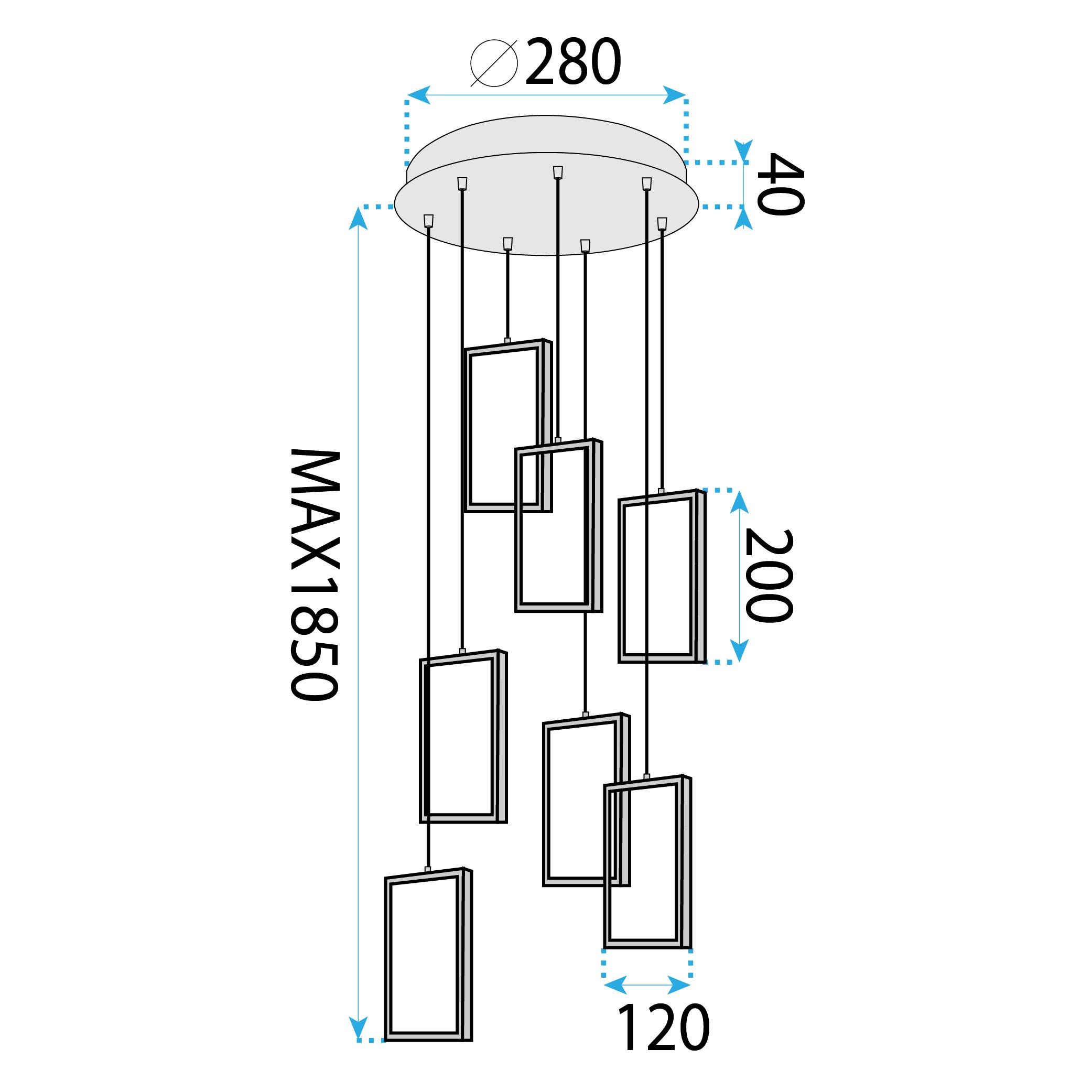 TOOLIGHT riippuvalaisin LHJ090-7CP kulta, 30X30X20CM