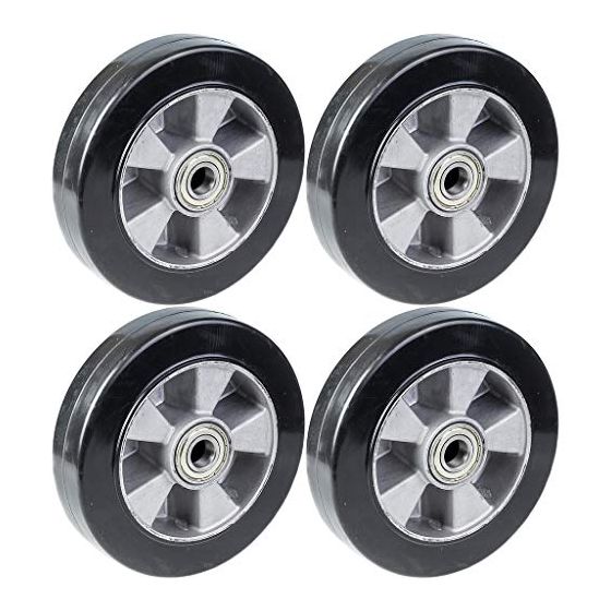 200mm 8" pyörä musta kumi alumiinikeskiöllä 1800kg kantavuus, 4 kpl:n sarja