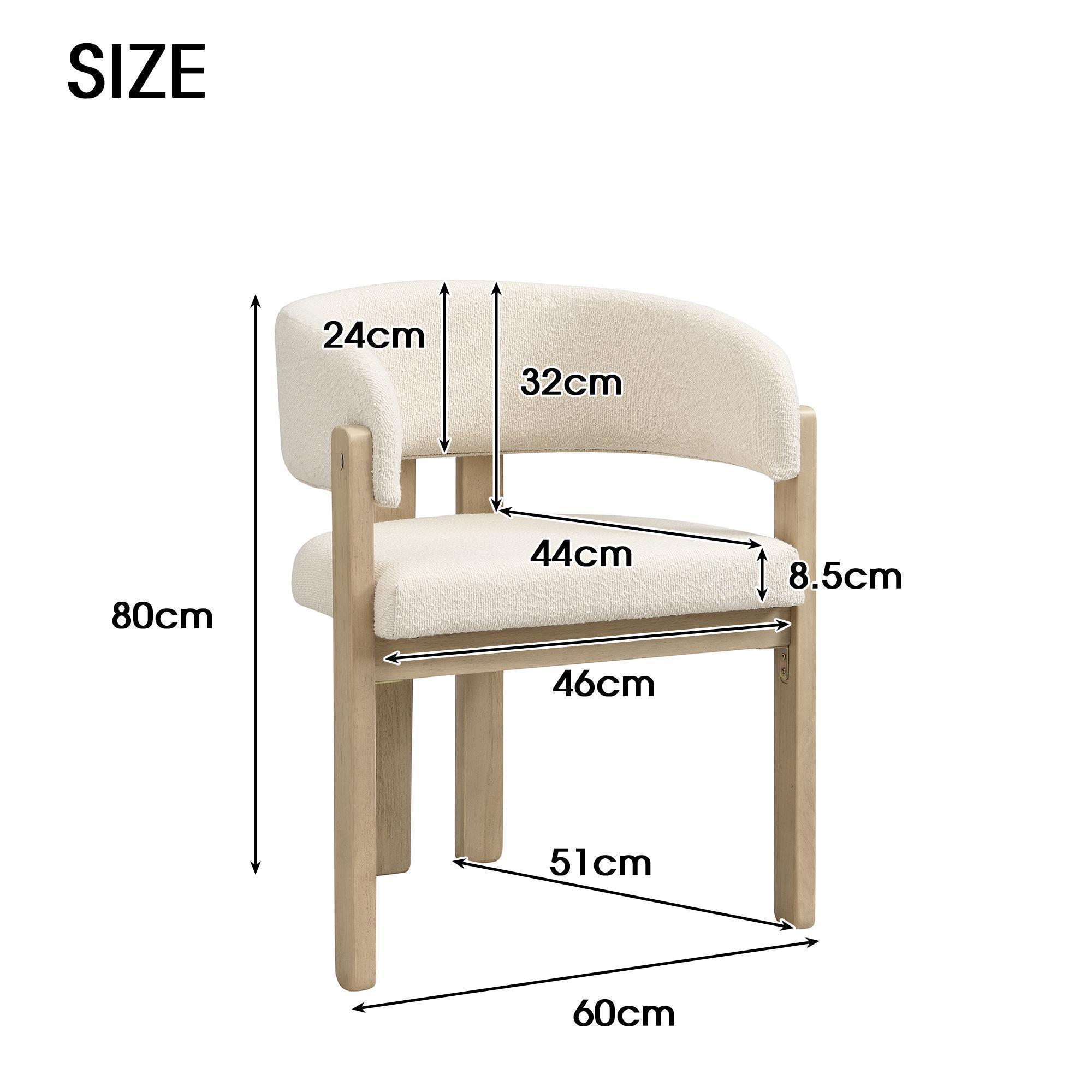 Käsinojallinen tuoli 6 kpl, bouclé, luonnonvärinen