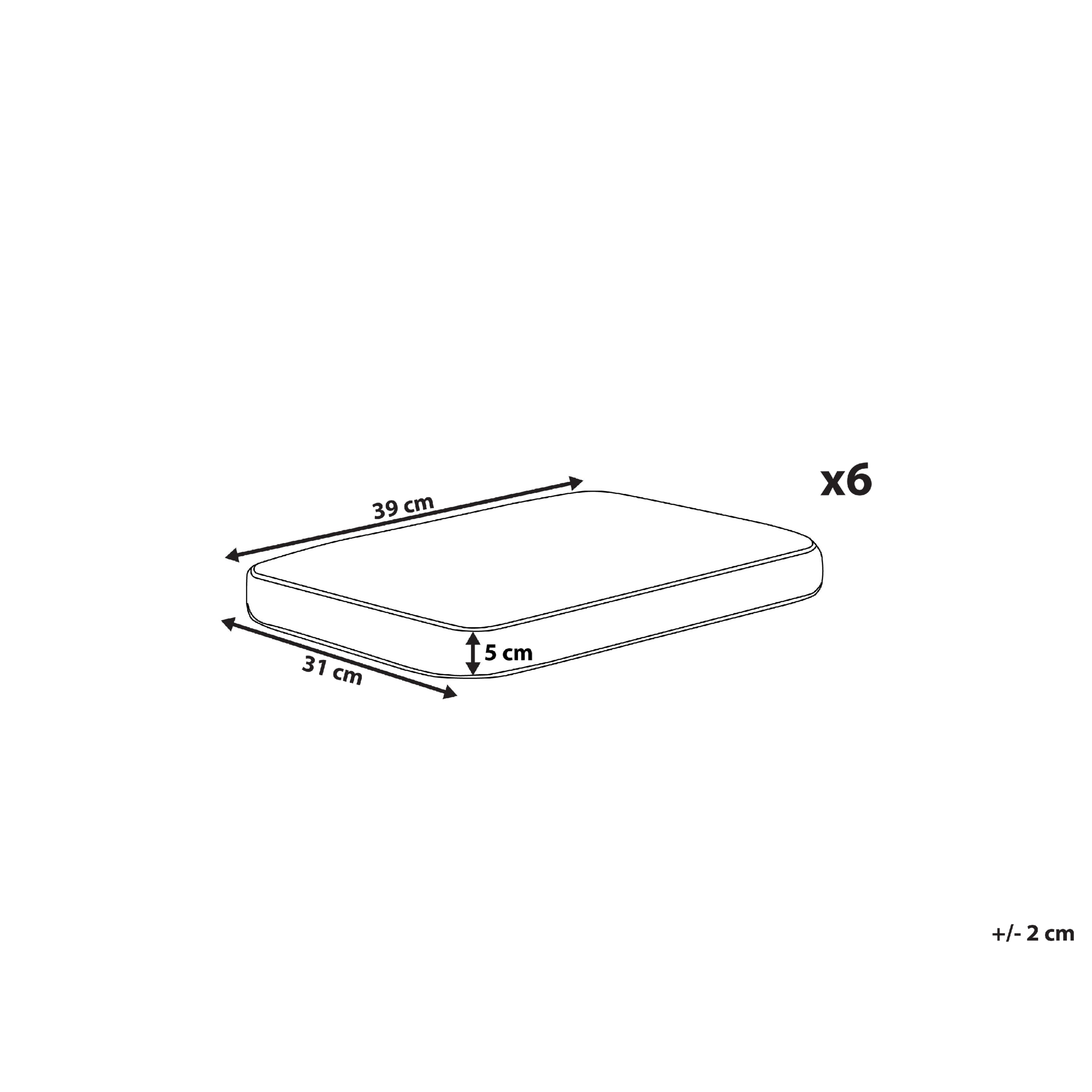 Puutarhatuolien istuintyynysetti 6 kpl TOLVE 39 x 31 cm Luonnonvalkoinen