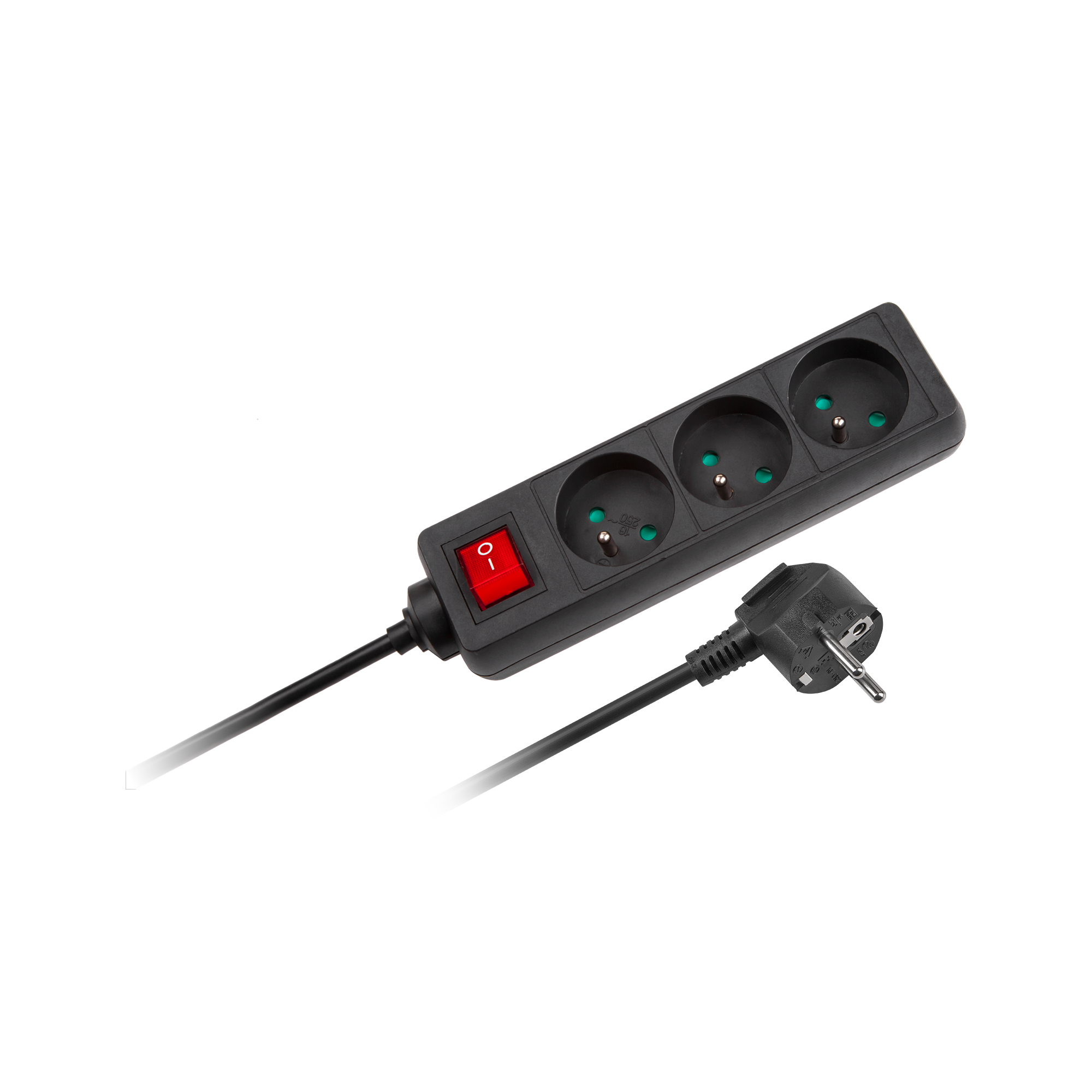 Jatkojohto, jatkojohto 1,5 m, 3 pistorasiaa, 3 x 1,0 mm², Rebel-kytkin