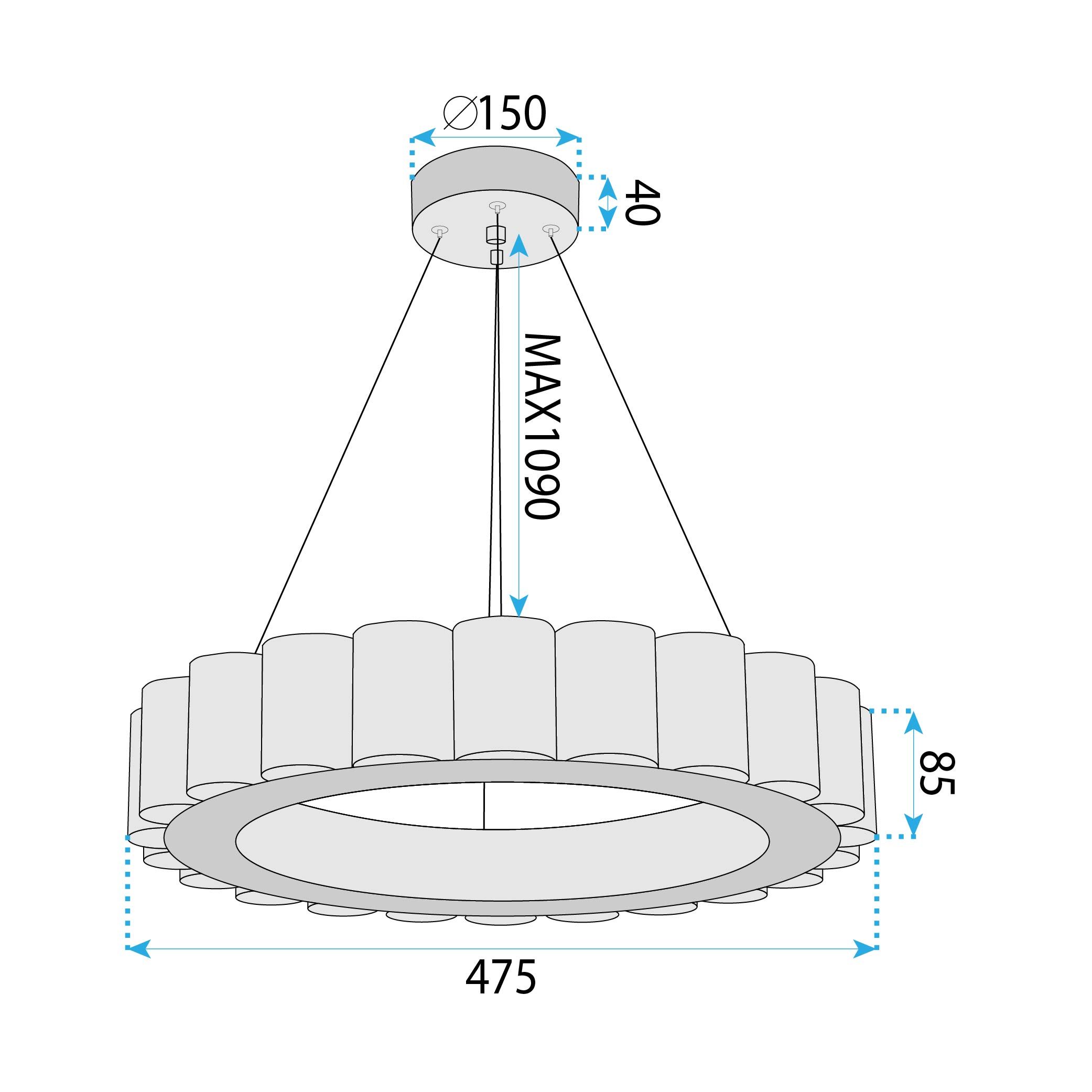 TOOLIGHT Riippuvalaisin App1801-Cp Led Harjattu Kulta, 48X48X115Cm