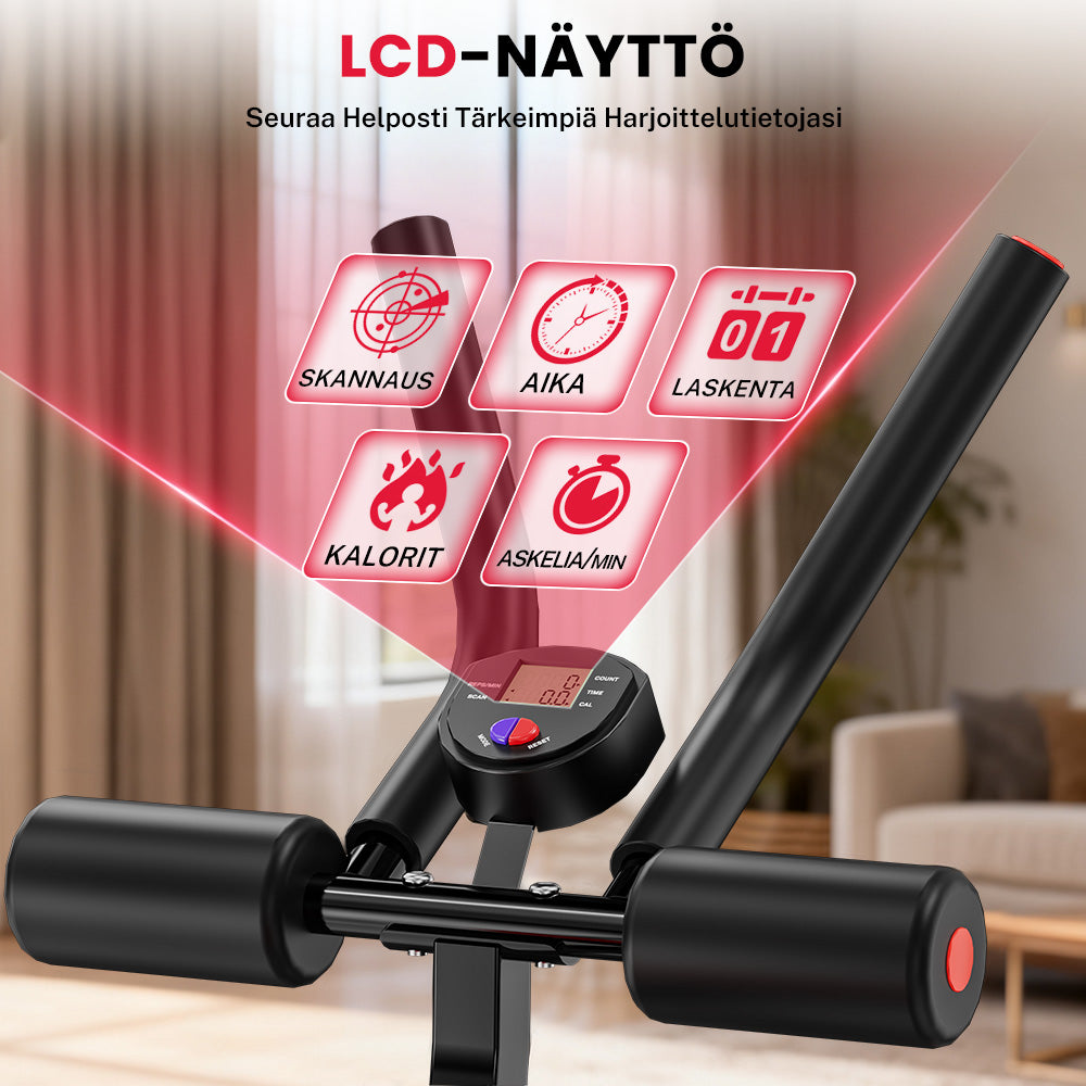 Kokoontaitettava vatsalihaslaite, säädettävä vastus