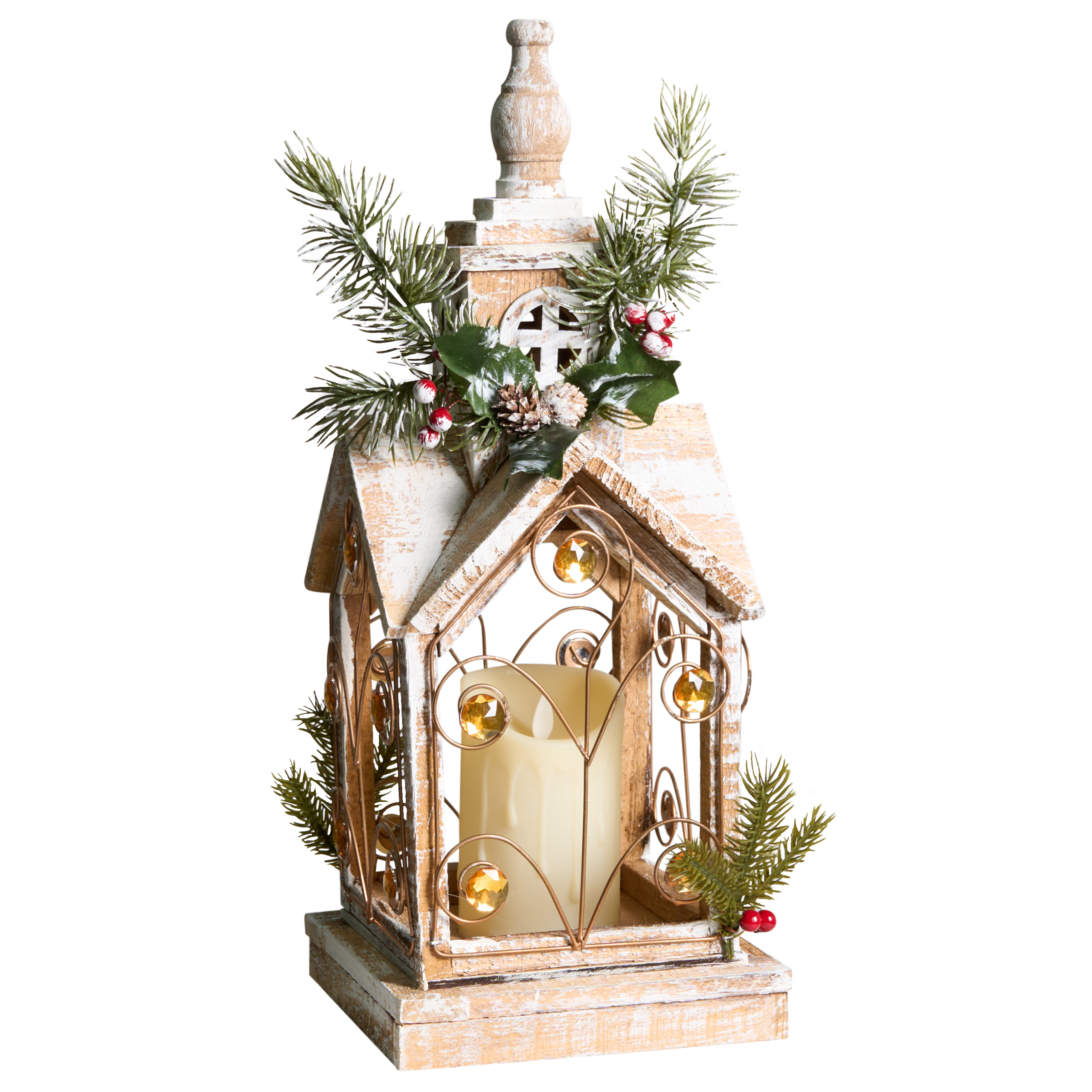 LED-lyhty LED-valo SYVANSI Jouluinen 46 cm Vaaleanruskea