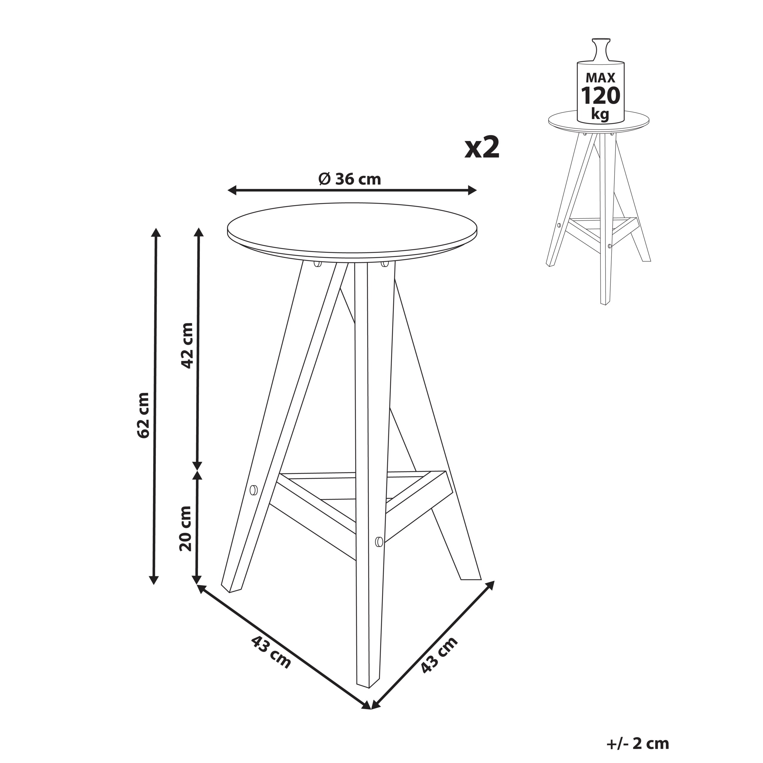 Baarijakkarasetti 2 kpl AROMA puu Vaaleanruskea