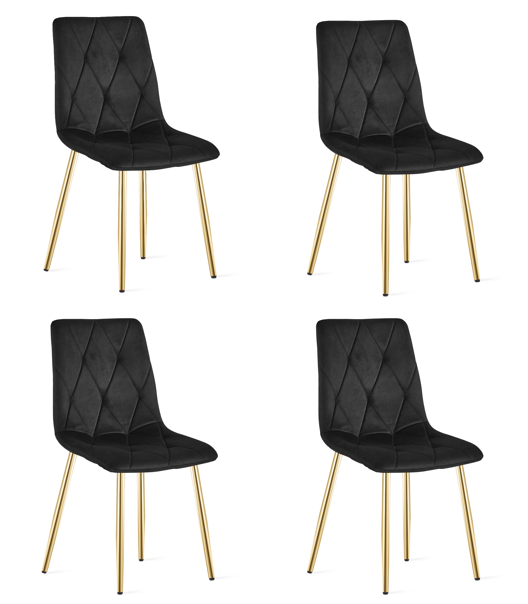 LIBRA-tuoli musta sametti, kullanväriset jalat 4 kpl