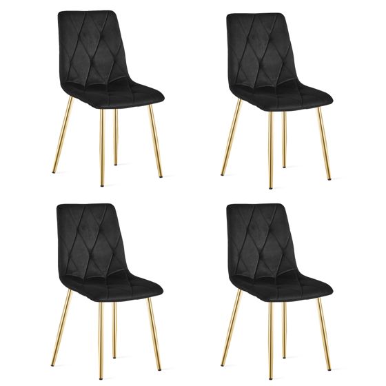 LIBRA-tuoli musta sametti, kullanväriset jalat 4 kpl