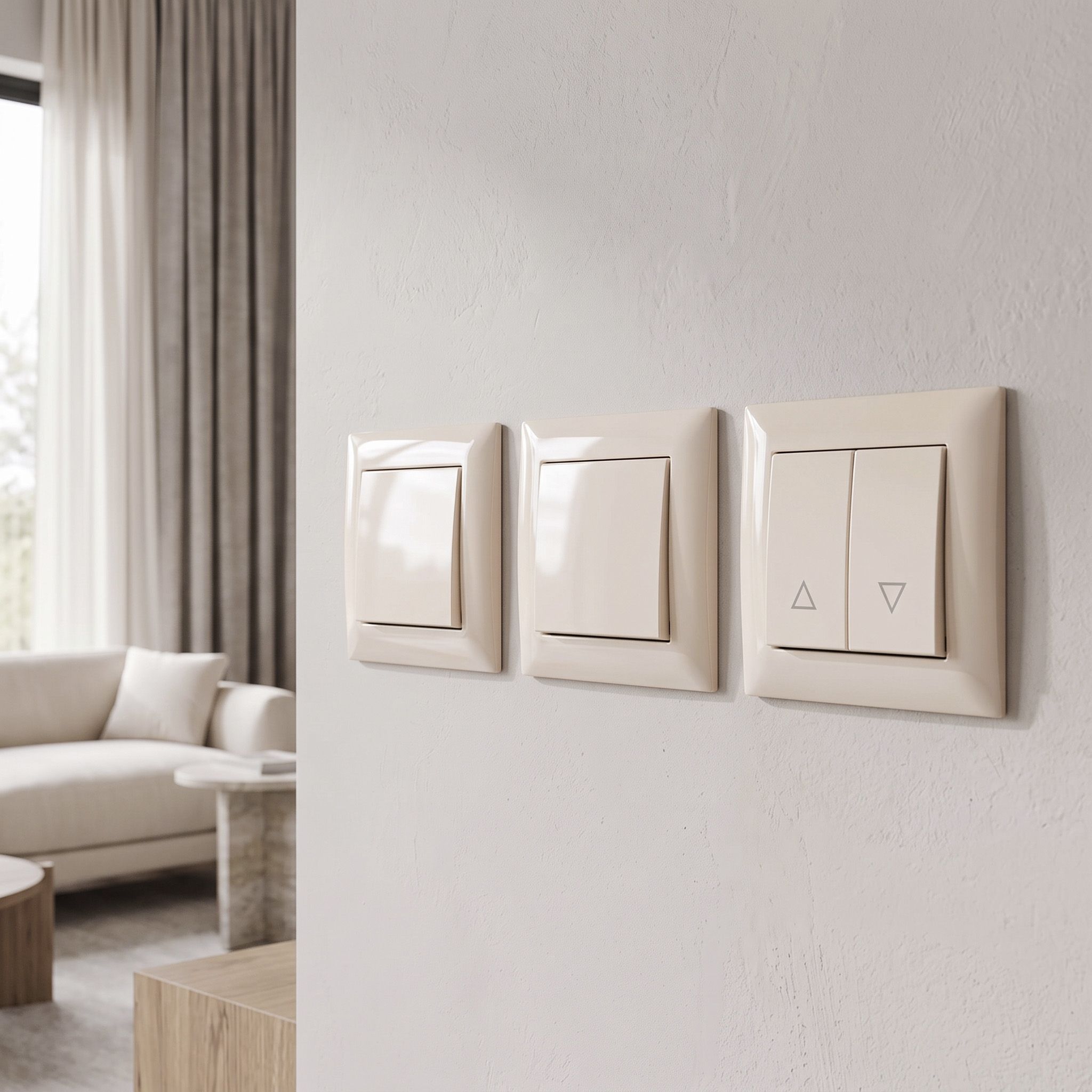 Toolight Joheisinkytkin OSTE JNH009-W + kehys Beige 4x8, 4x8, 4cm