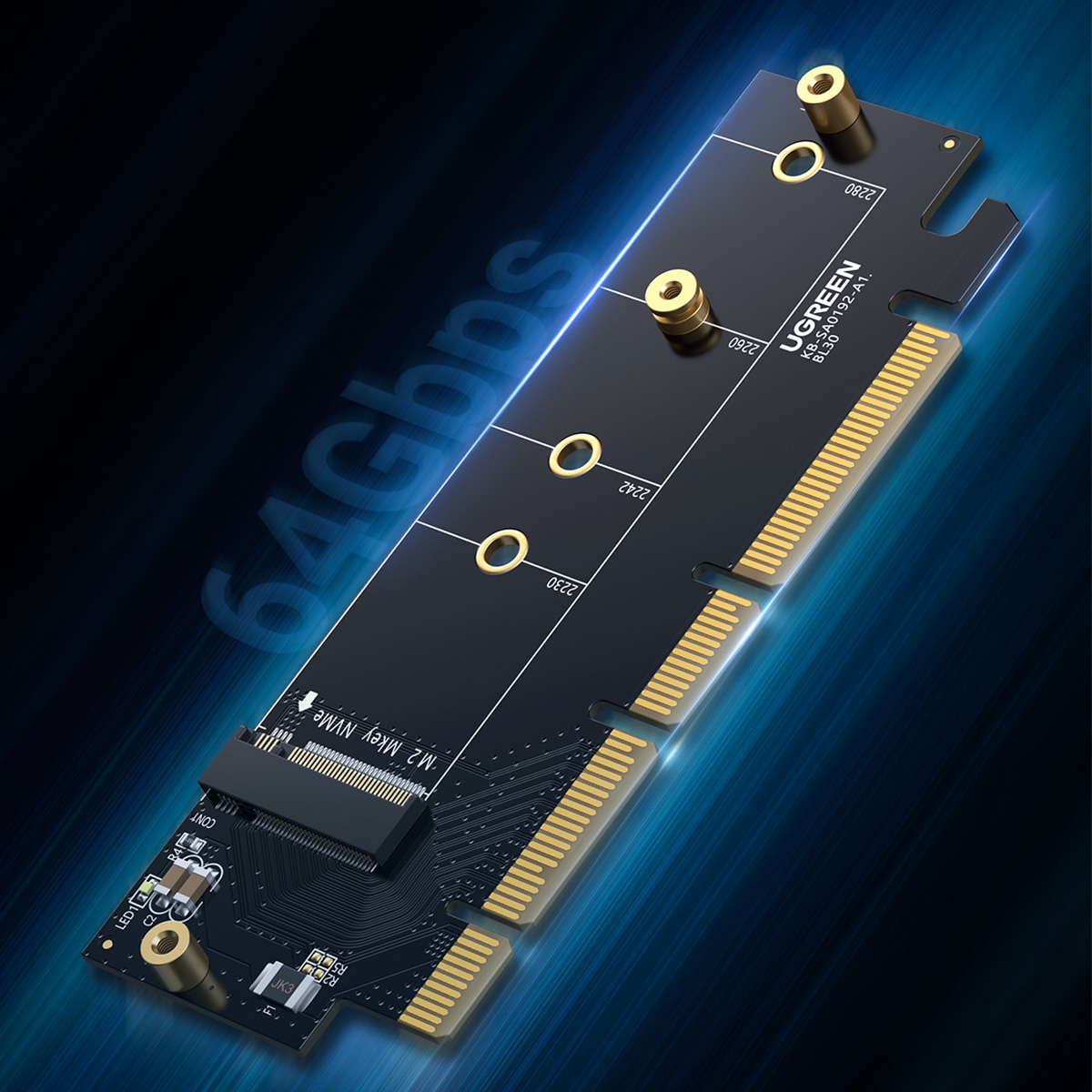 PCIe 4.0 x16 - M.2 NVMe M-Key -sovitin, laajennuskortti, musta