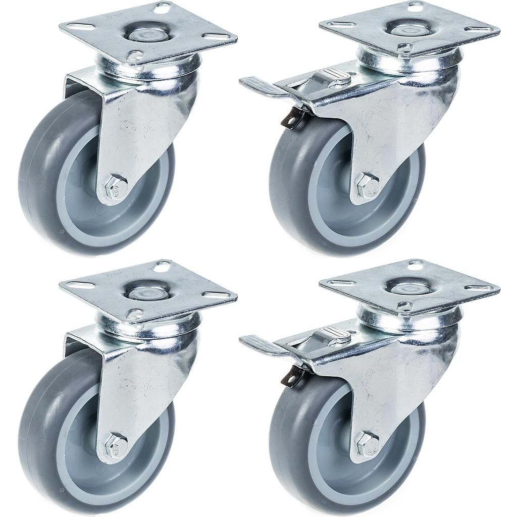 4 kpl:n setti - 75mm harmaa kumi 70Kg (2kpl) & 75mm harmaa kumi jarrukahva 70Kg (2kpl)