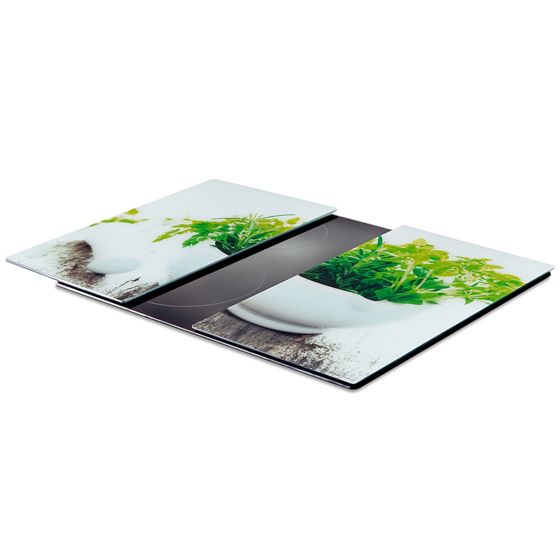 Lasinen leikkuulauta ja liesisuoja 60x52 cm 2 kpl.