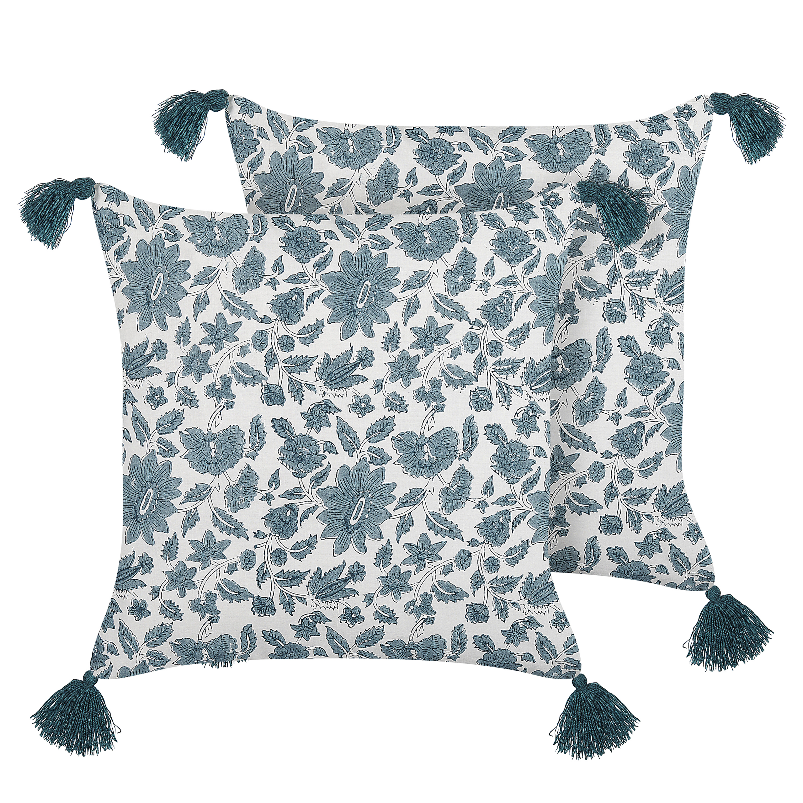 Koristetyynysetti 2 kpl RUMEX puuvilla 45 x 45 cm Sininen Kukkakuvio