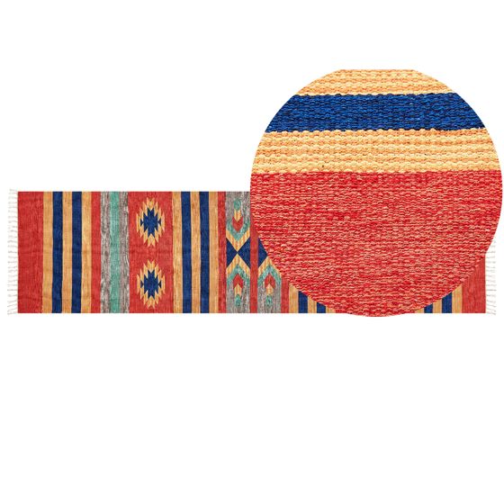 Matto HATIS Monivärinen 80 x 300 cm puuvilla Kelim-matto