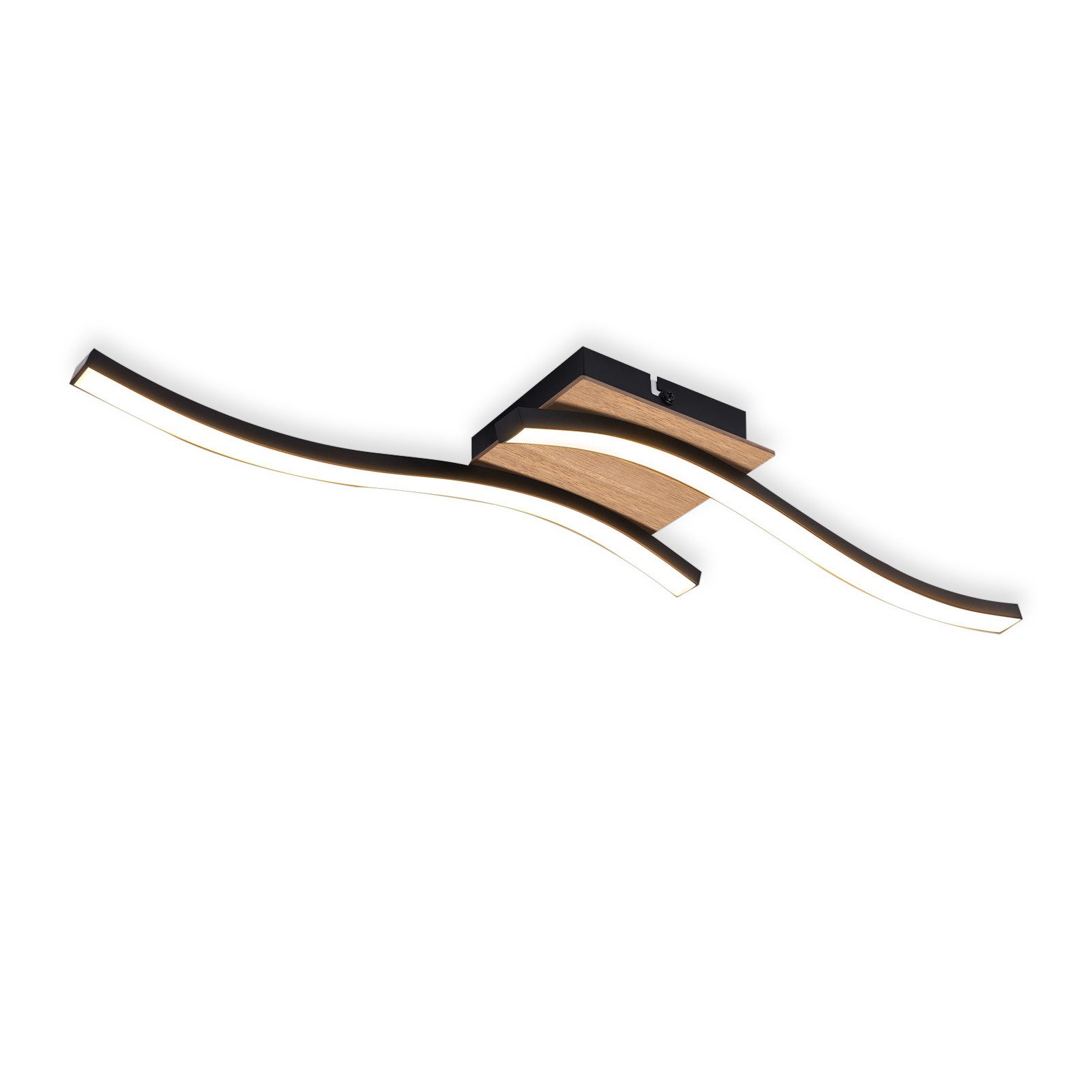 NETTLIFE 12 W LED - kattovalaisin, puu, 3000 K, lämmin valkoinen, moderni muotoilu, musta, metalli