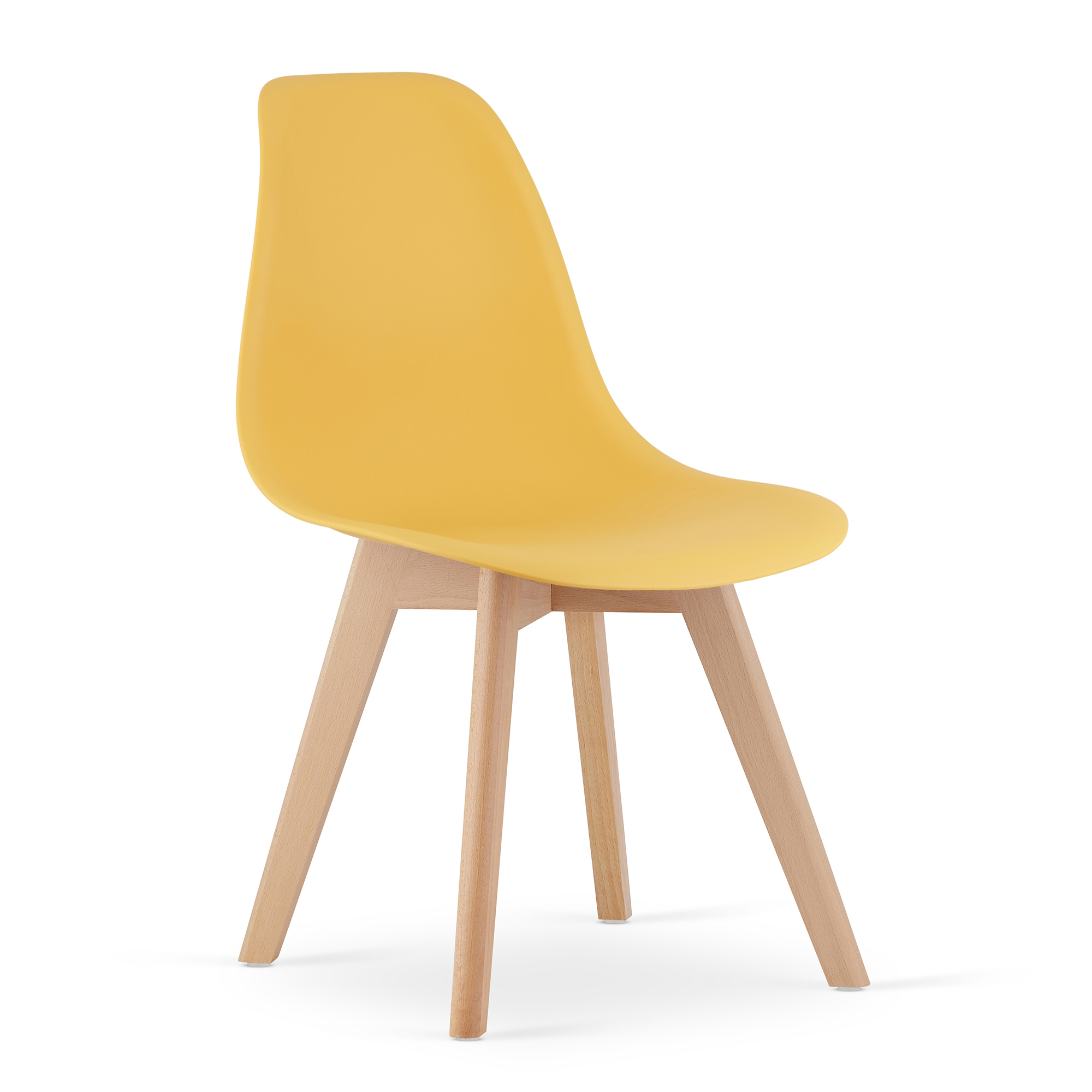 Tuoli - Leobert - KITO - Senfkeltainen/luonnonväriset jalat - 46x54,5x80 cm - setti 4 kpl