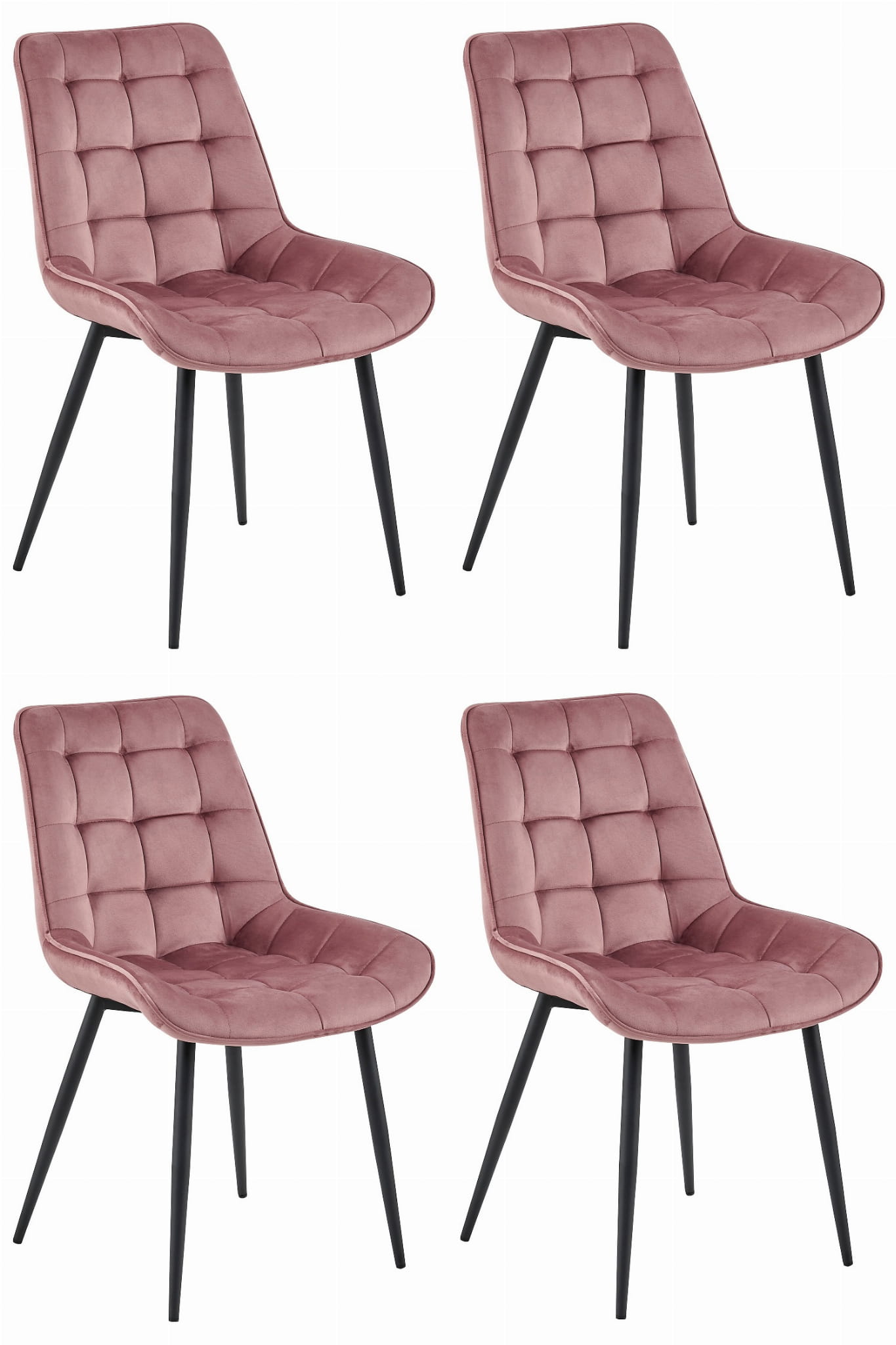 BERA-tuoli, tummanroosa sametti, mustat jalat (4 kpl)