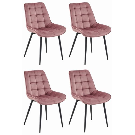 BERA-tuoli, tummanroosa sametti, mustat jalat (4 kpl)
