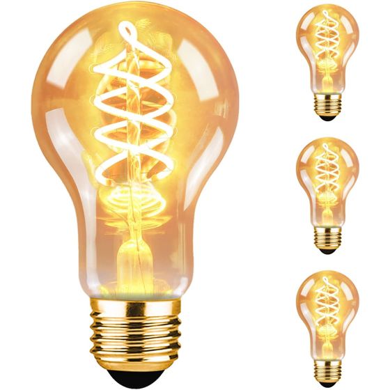 ZMH kpl E27 A60 -vinyylilankaa LED-lampuille – 4 W 2200 K erittäin lämmintä valoa – retrohenkinen ja koristeellinen tyyli