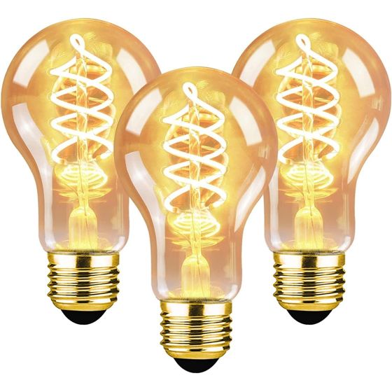 NETTLIFE 3 kpl E27 LED-lamppupaketti lämpövalkoinen A60 hehkulanka 2200K Edison, retro 4W koristeelliset vintage lamput