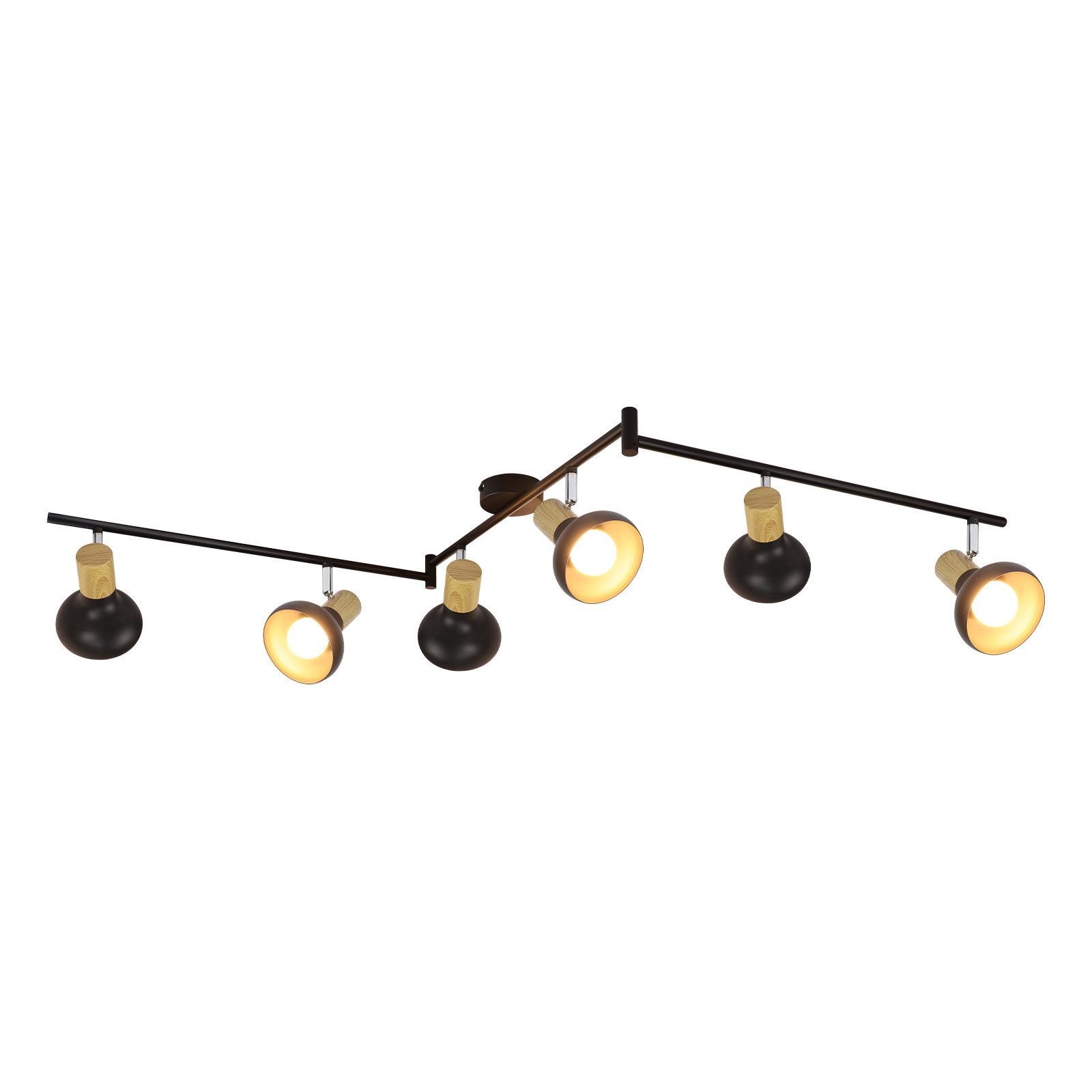 NETTLIFE Vintage - kattospottivalaisin E14 Sisäkäyttöön 350° säädettävä musta 350° kääntyvä teollisuuskäyttöön 6 liekkiä pyöreä