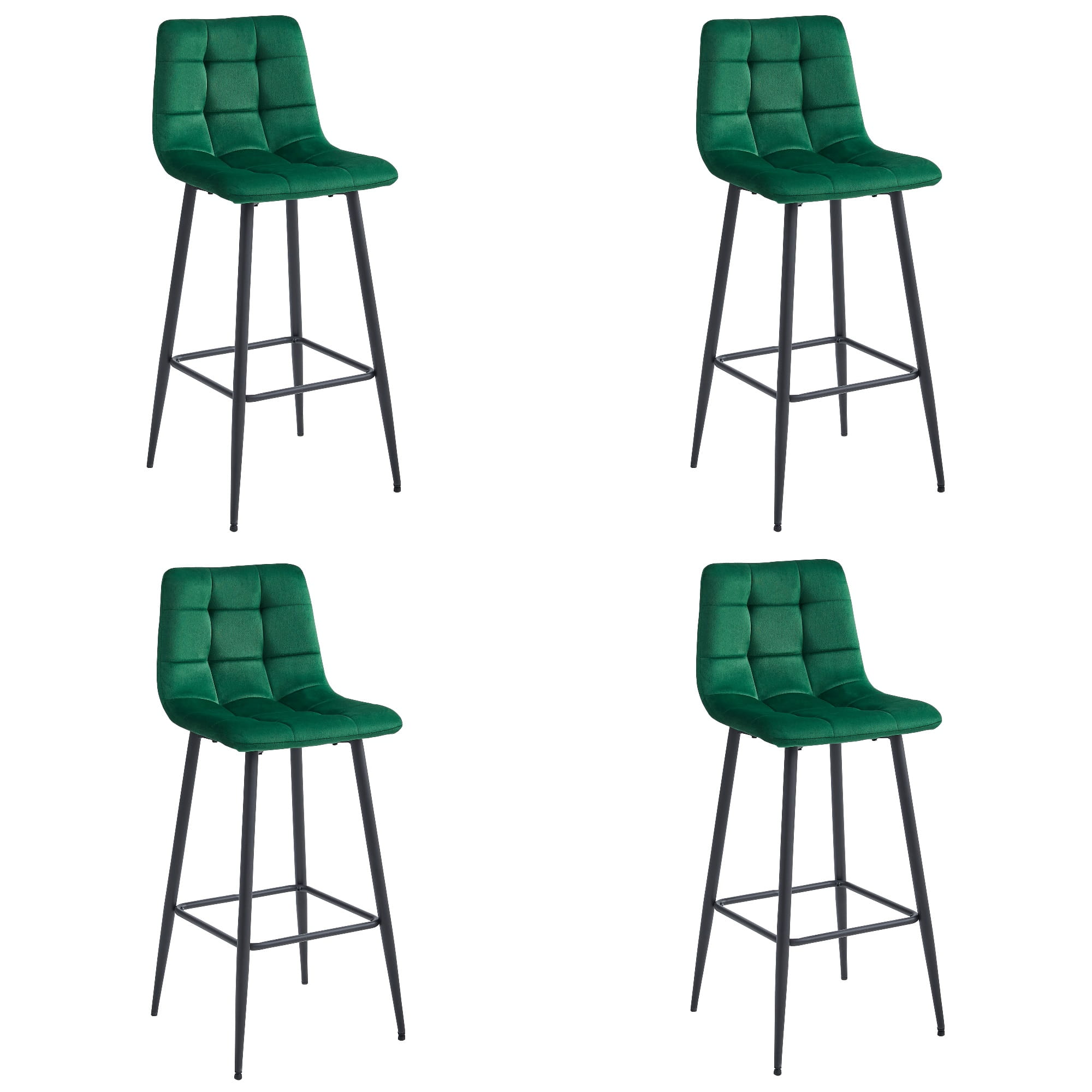 ARCETO jakkara - tummanvihreä sametti / mustat jalat x 4