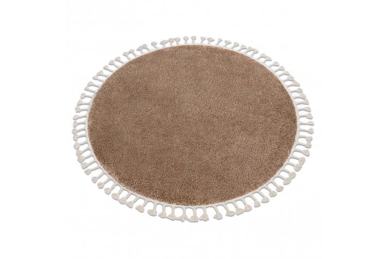 Matto BERBER 9000 pyöreä beige Tupsut berbery Marokkolainen shaggy pyöreä 160 cm