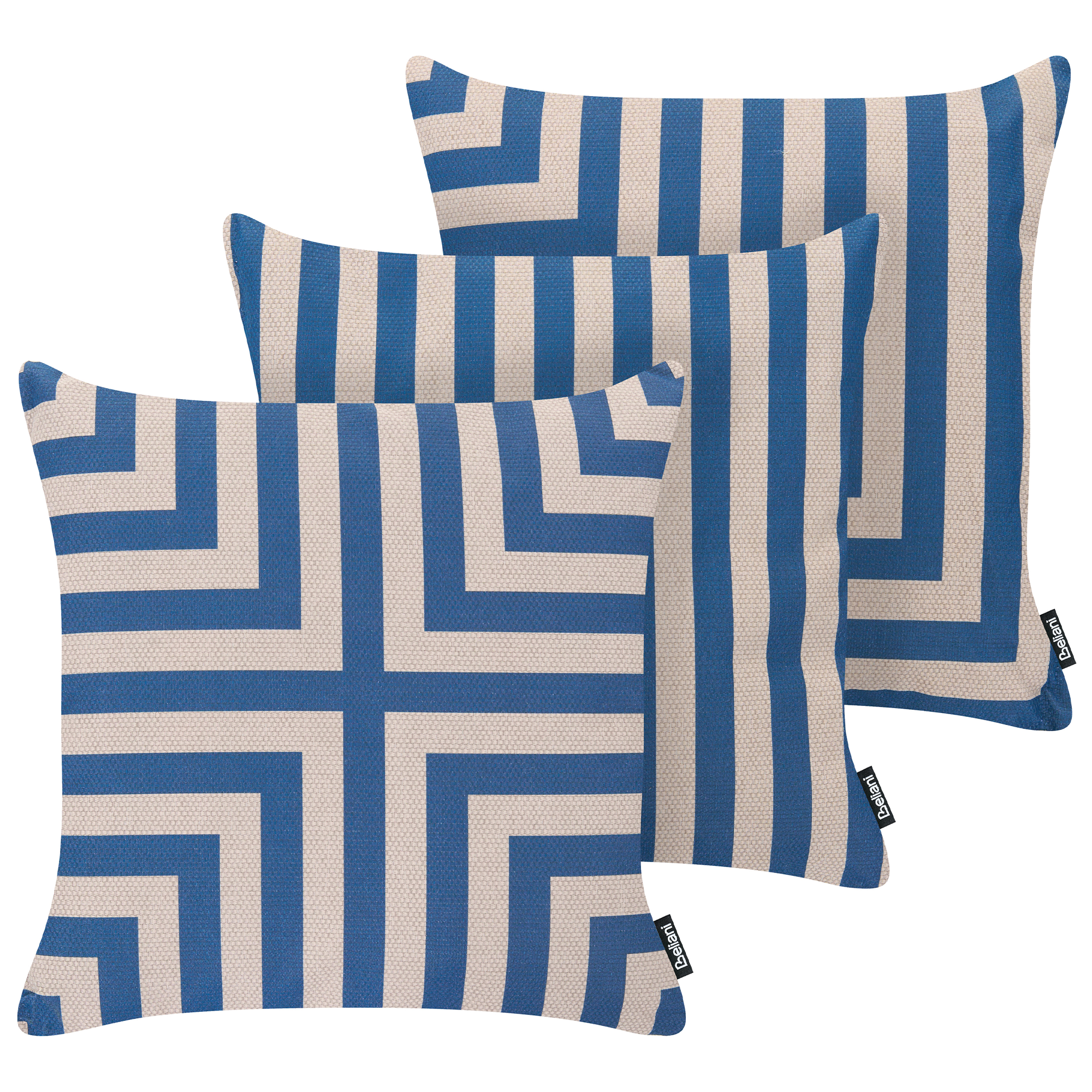 Ulkotyynysetti 3 kpl APIOS Geometrinen kuvio 45 x 45 cm Beige/sininen