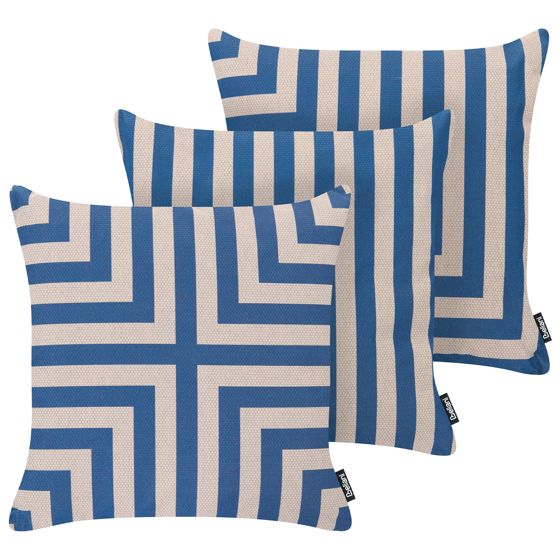 Ulkotyynysetti 3 kpl APIOS Geometrinen kuvio 45 x 45 cm Beige/sininen