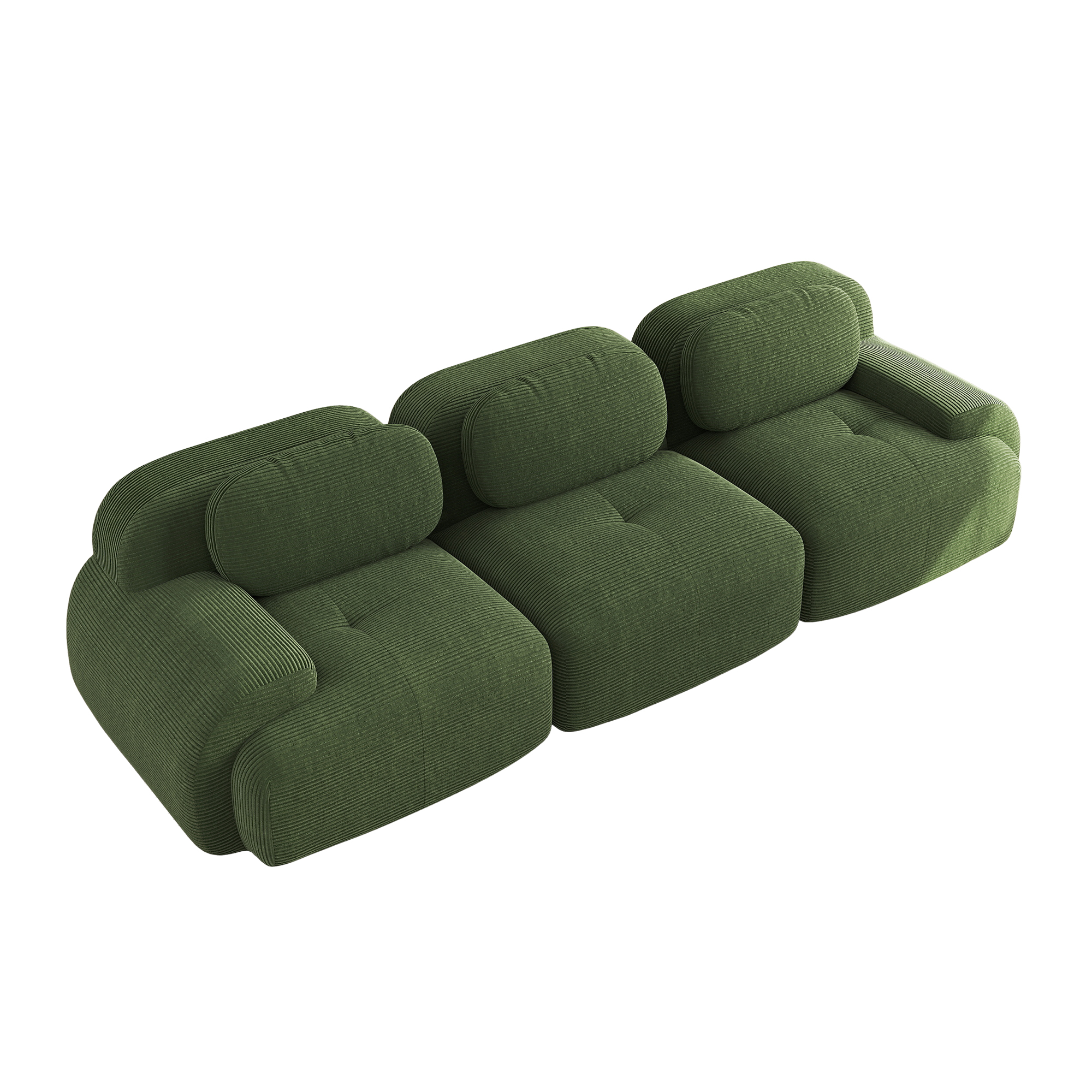moduulisohva 3-paikkainen vihreä korduaanikangas moderni säädettävä ergonominen