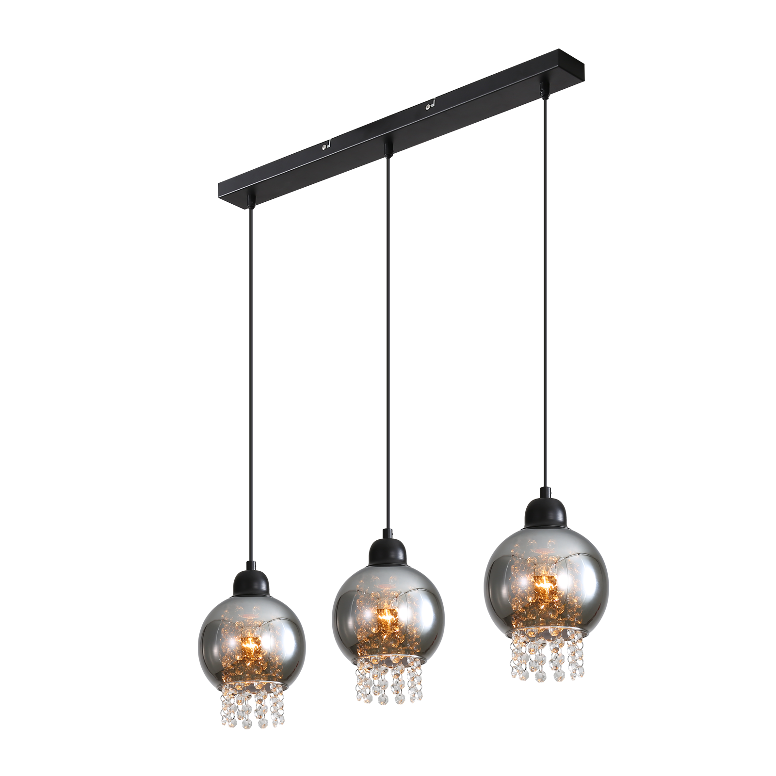 NETTLIFE Musta kristalliriippuvalaisin, ruokapöydälle, E27, moderni, olohuoneeseen