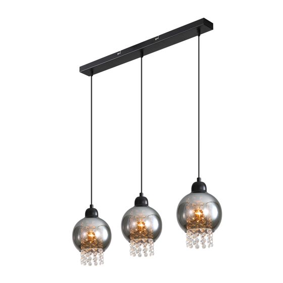 NETTLIFE Musta kristalliriippuvalaisin, ruokapöydälle, E27, moderni, olohuoneeseen