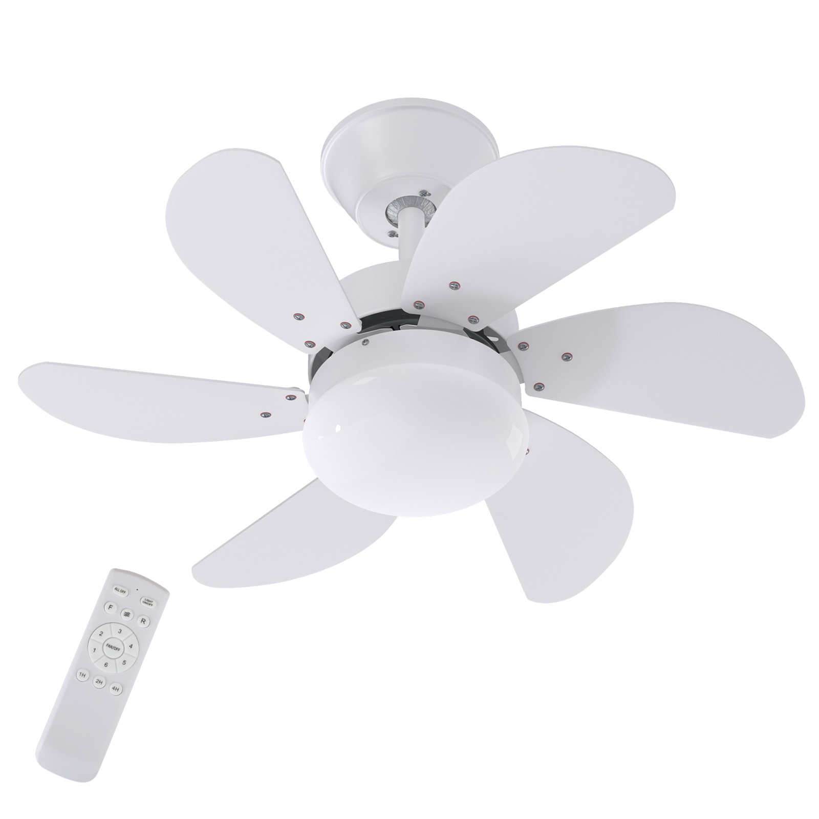 NETTLIFE valkoinen kattotuuletin valolla, kaukosäätimellä, hiljainen, ajastimella, 6 lapaa, makuuhuoneeseen