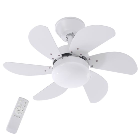 NETTLIFE valkoinen kattotuuletin valolla, kaukosäätimellä, hiljainen, ajastimella, 6 lapaa, makuuhuoneeseen