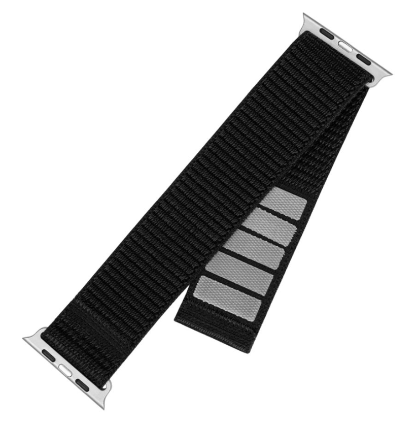 Kiinteä | Urheiluranneke Apple Watchille 38/40/41 mm | 160-210 mm | Musta | Nailon