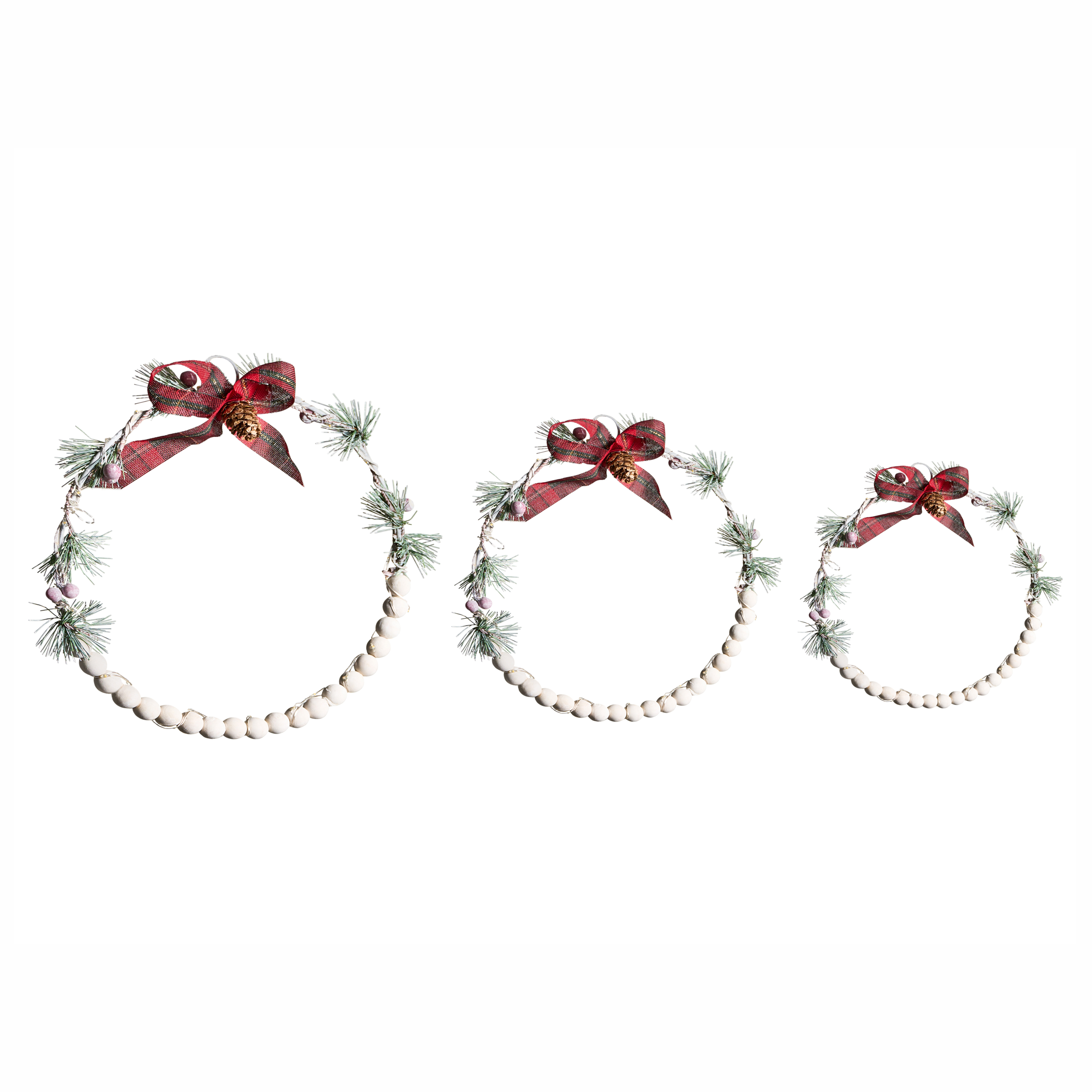 Seinäkoristesetti 3 kpl LED-valo KEITELE Kranssi 25/30/35 cm Valkoinen