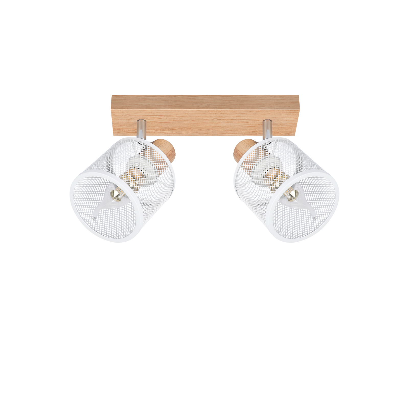 NETTLIFE - kattovalaisin, 2 valkoista kohdevaloa, puukuvio - E14- kattovalaisin, säädettävä 350°, 4 lamppua, max 25 W