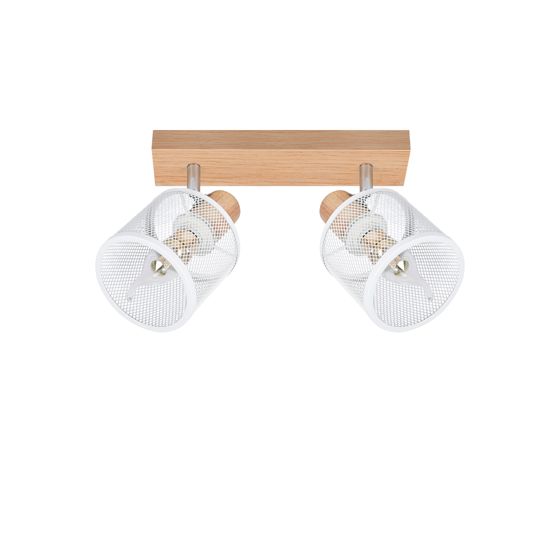 NETTLIFE - kattovalaisin, 2 valkoista kohdevaloa, puukuvio - E14- kattovalaisin, säädettävä 350°, 4 lamppua, max 25 W