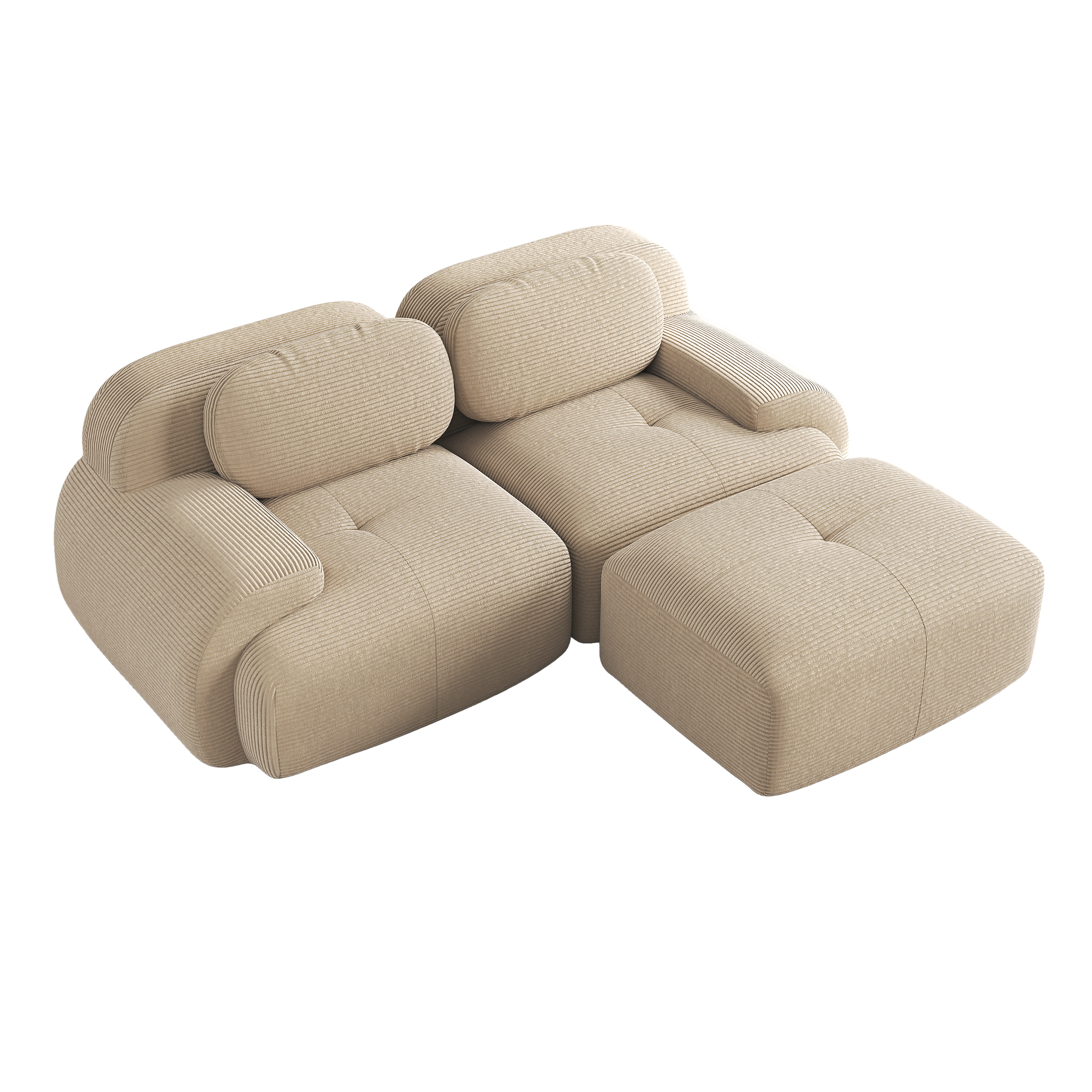moduulisohva 3-paikkainen beige corduroy skandinaavinen pehmeä säädettävä