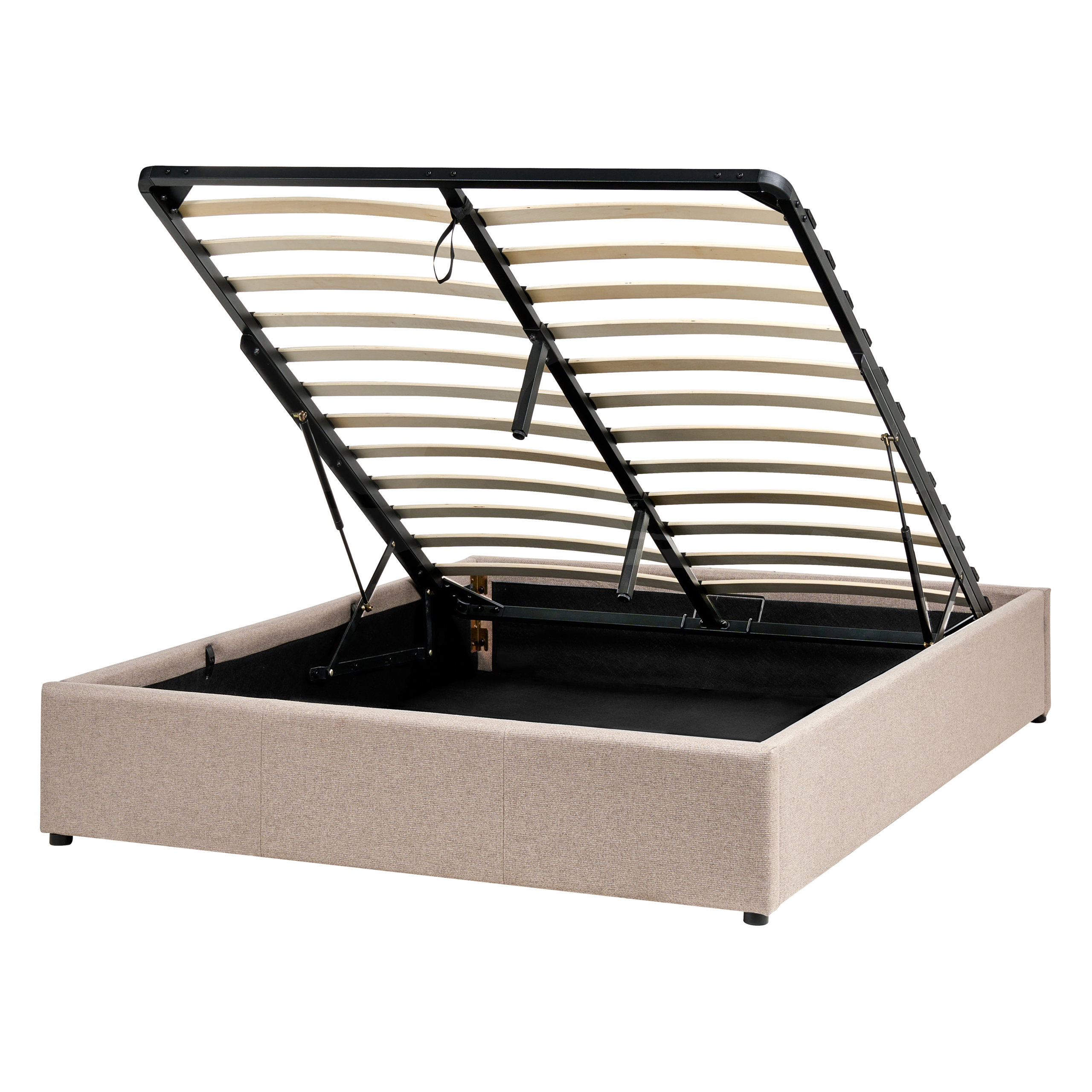 Sänky säilytystilalla ilman sängynpäätyä kangas DINAN 140 x 200 cm Vaaleanruskea